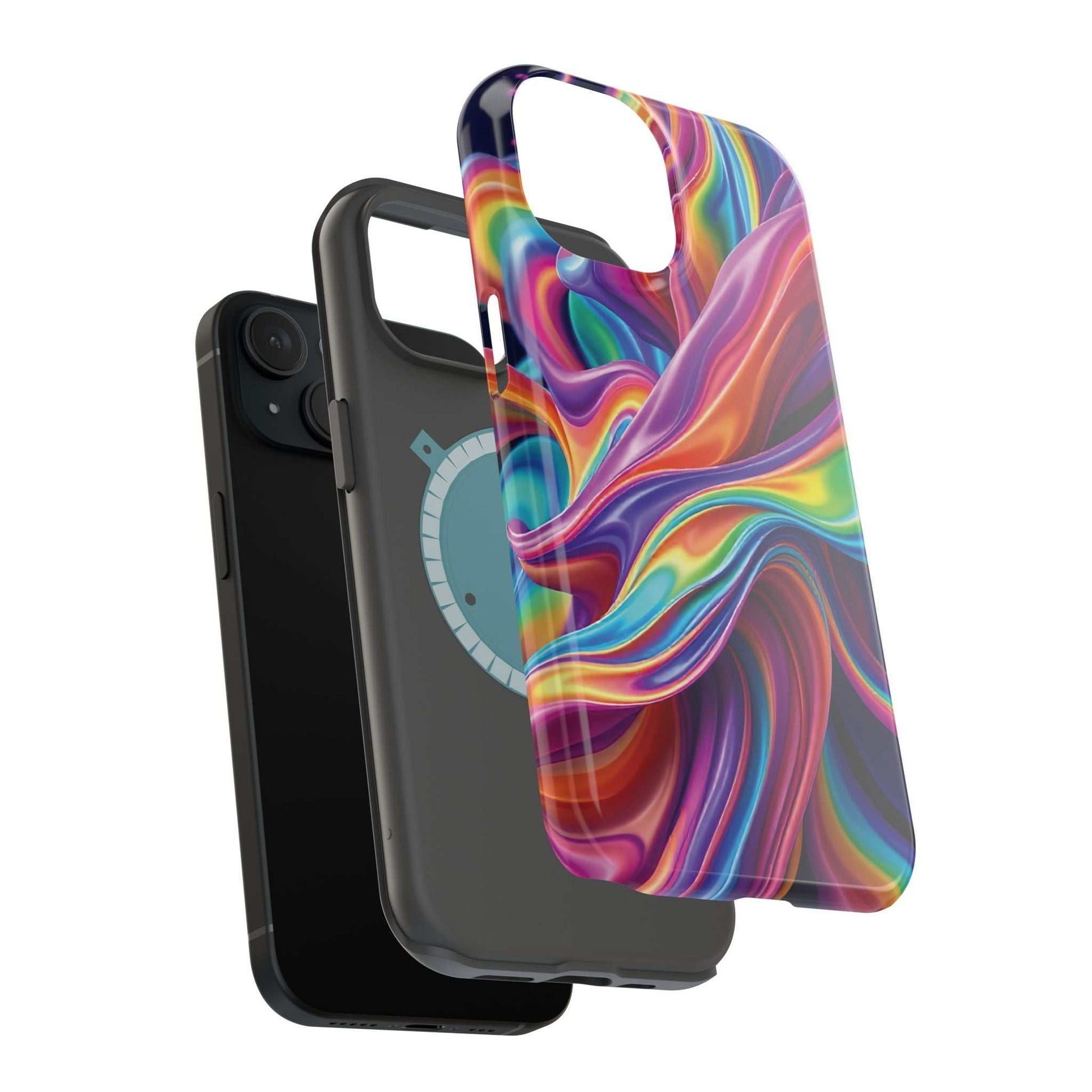 iPhone tough case with vibrant Wrapping Rainbow Design and durable dual-layer protection