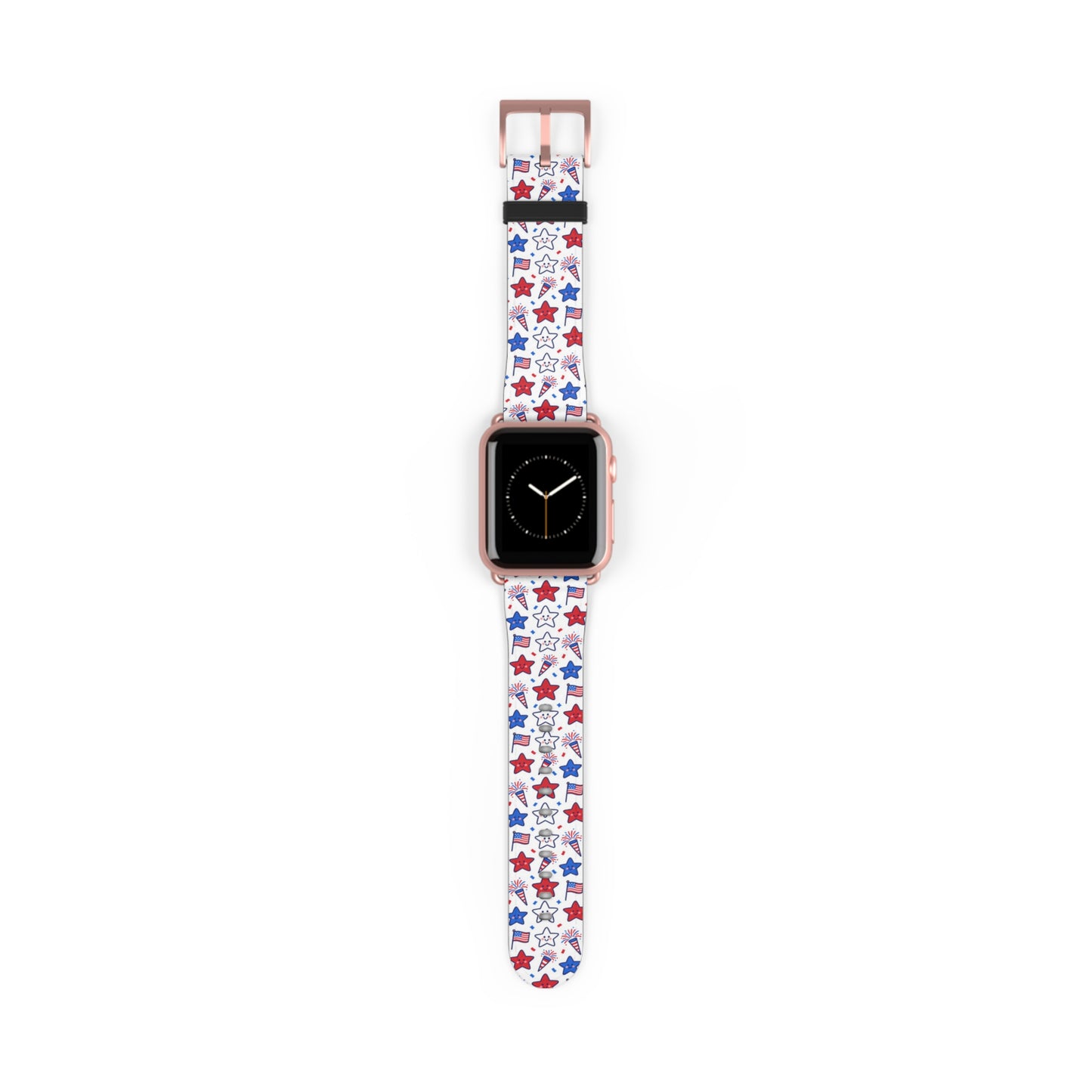 Kawaii 4th of July Apple Watch Band – Cute Patriotic Faux Leather Strap for Apple Watch Series 1–9, SE & Ultra