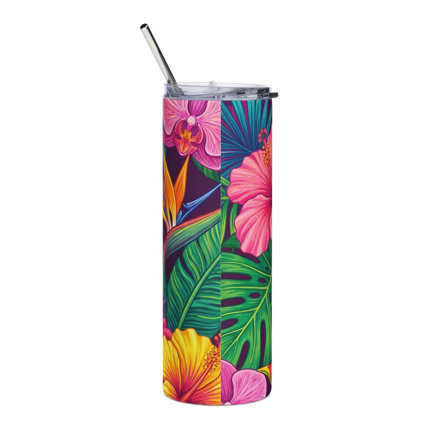 Vibrant Tropical Floral Stainless Steel Tumbler