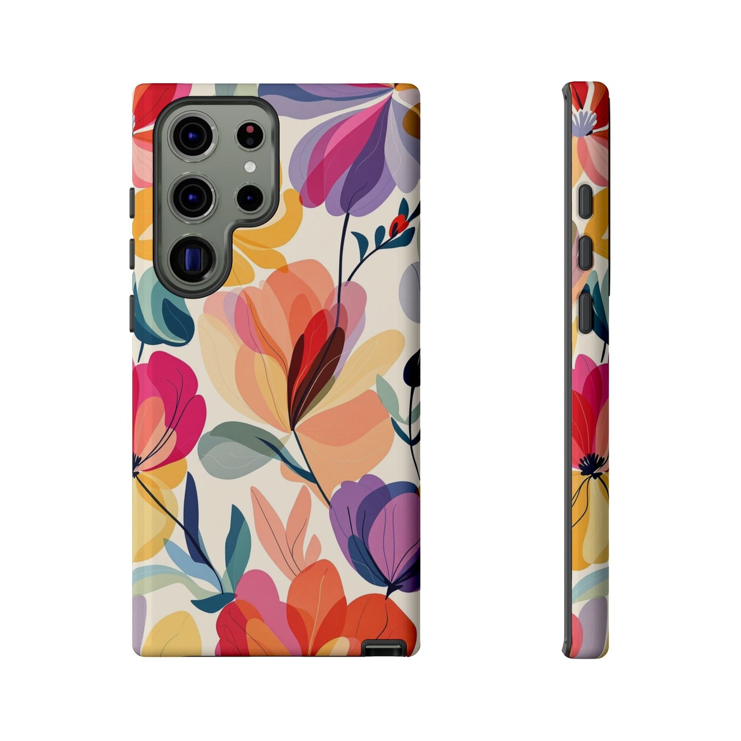 Watercolor floral Samsung tough phone case with durable shock-absorbing design and UV protection