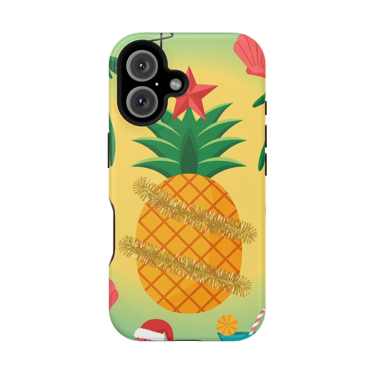 iPhone case with festive pineapple Christmas design and MagSafe compatibility