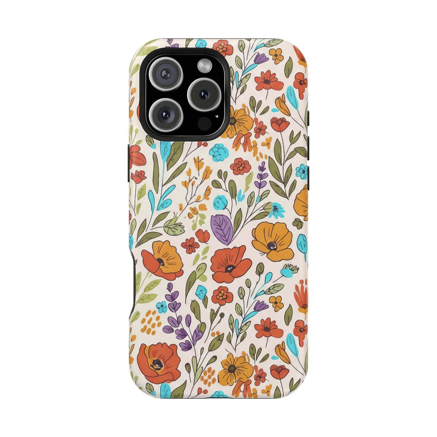 Floral Drawing iPhone Case — Magnetic Impact-Resistant Phone Cover