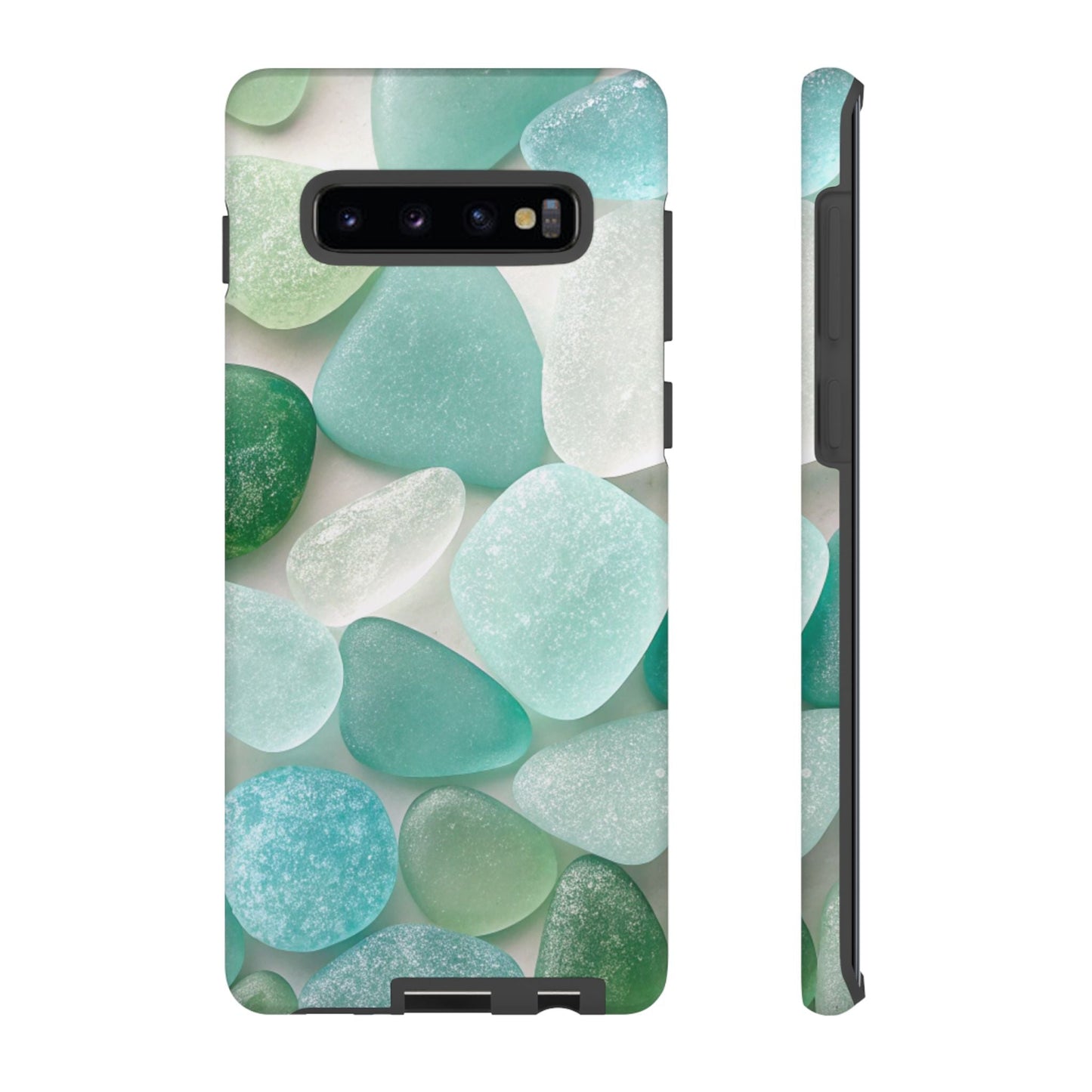 Samsung tough phone case with calming sea glass design, durable and impact-resistant protection for Galaxy S series phones