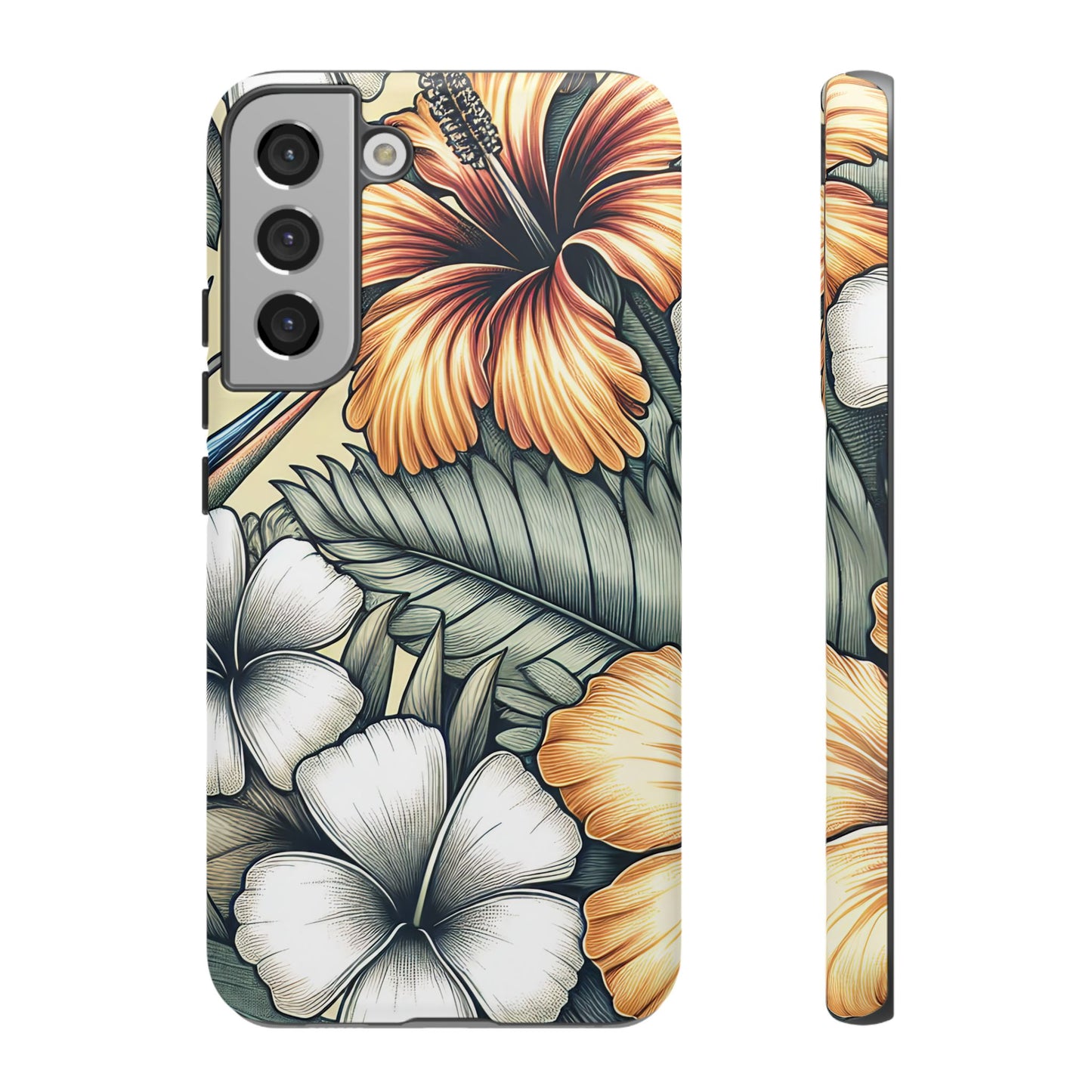 Golden Tropical Floral Design Samsung Phone Case