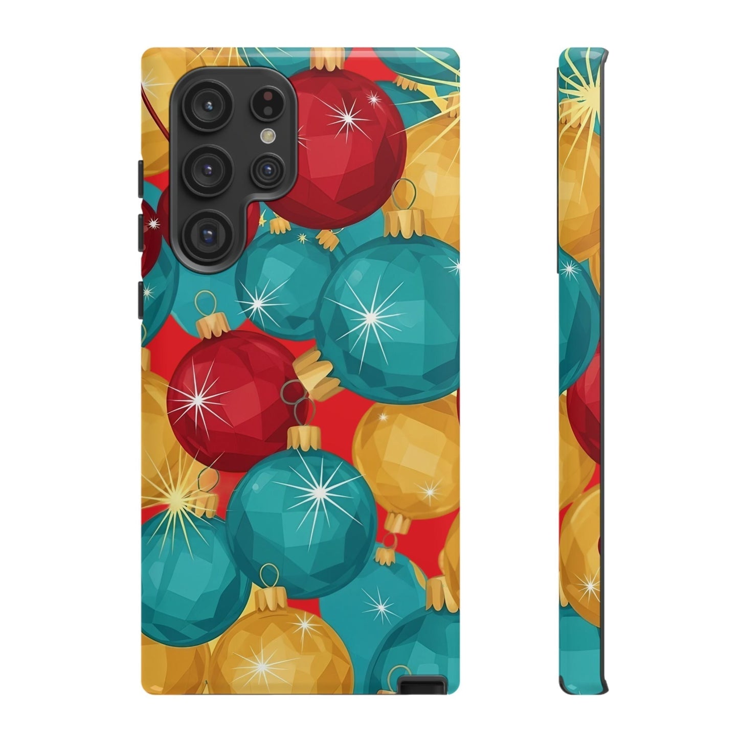 Samsung Tough Case with colorful Christmas bulb design for holiday phone protection