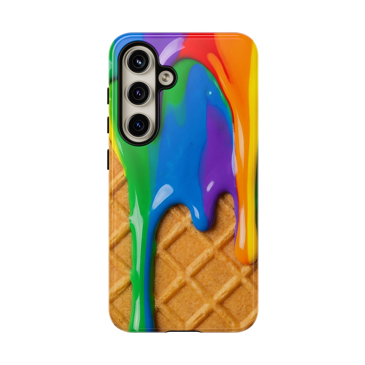 Rainbow Waffle Drip Samsung Phone Case — Tough Protective Cover