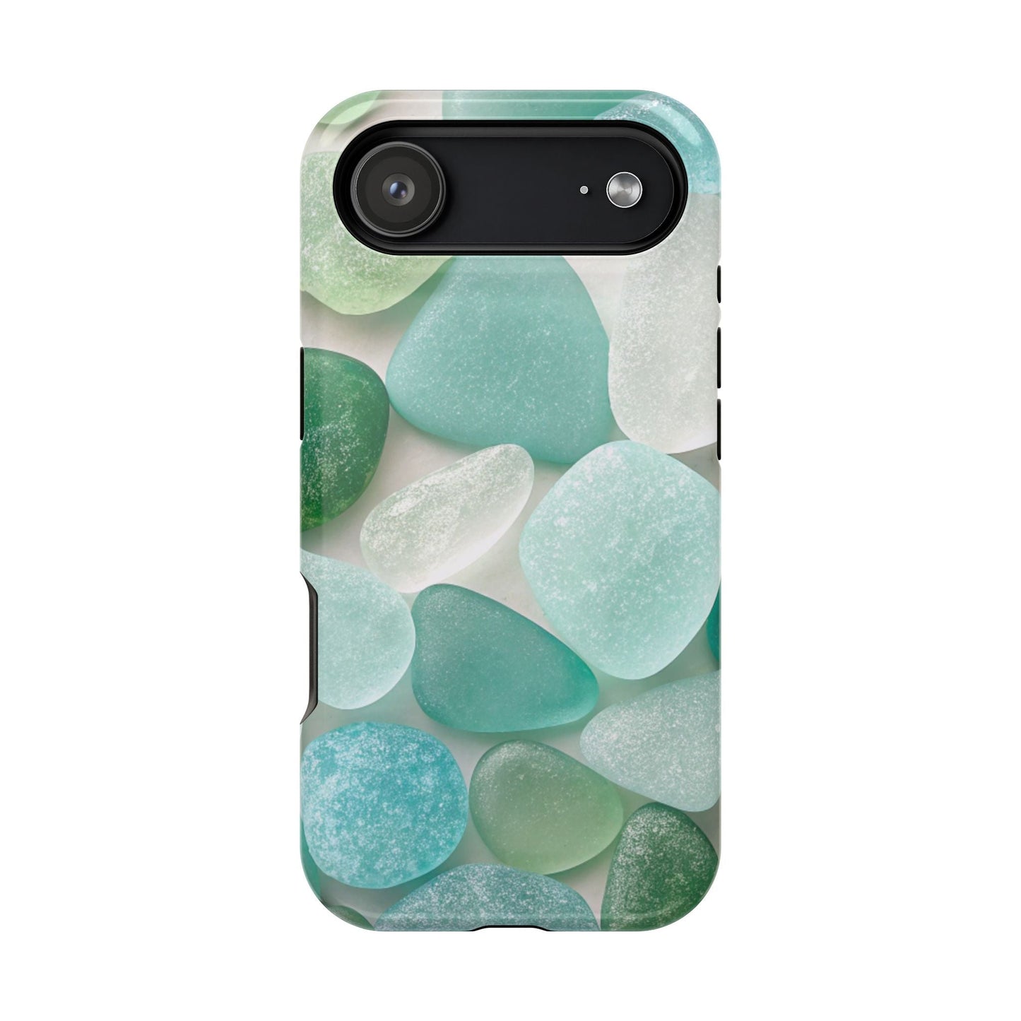 Sea glass inspired design iPhone case with calming beach vibe and durable dual-layer protection