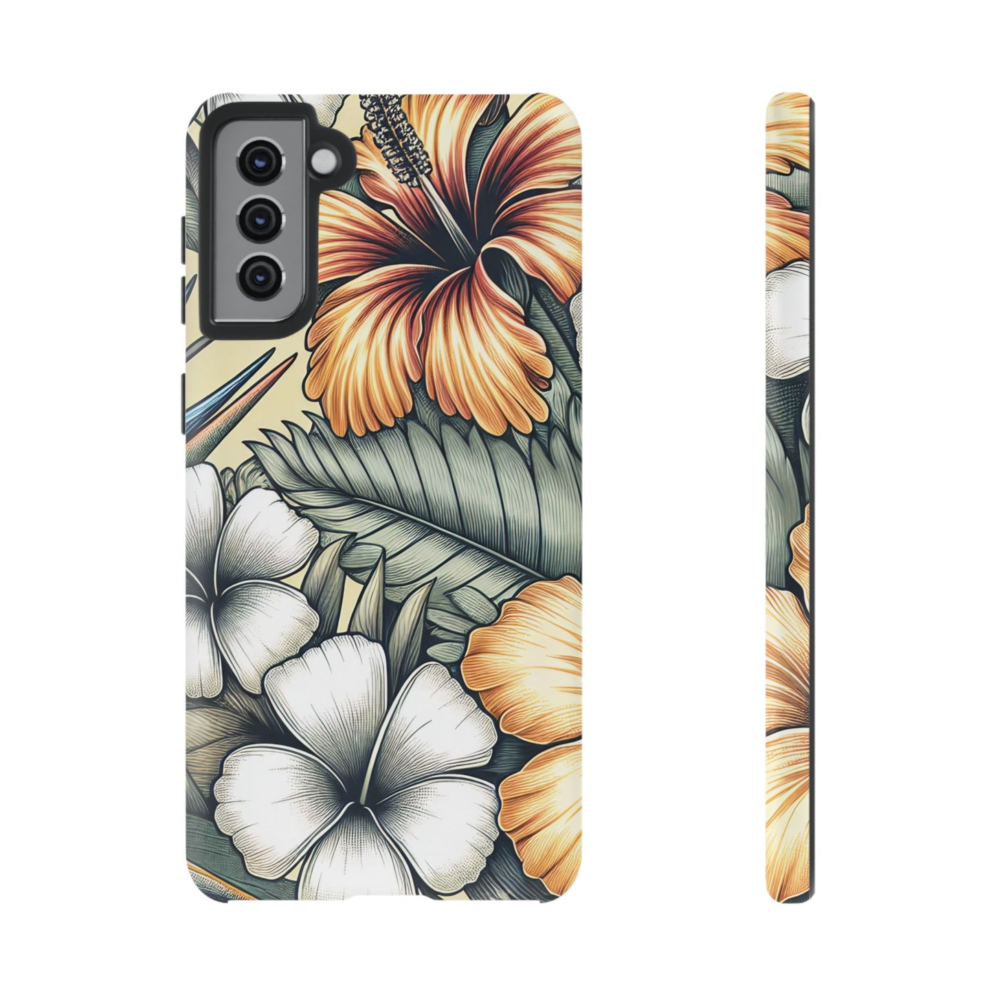 Golden Tropical Floral Design Samsung Phone Case