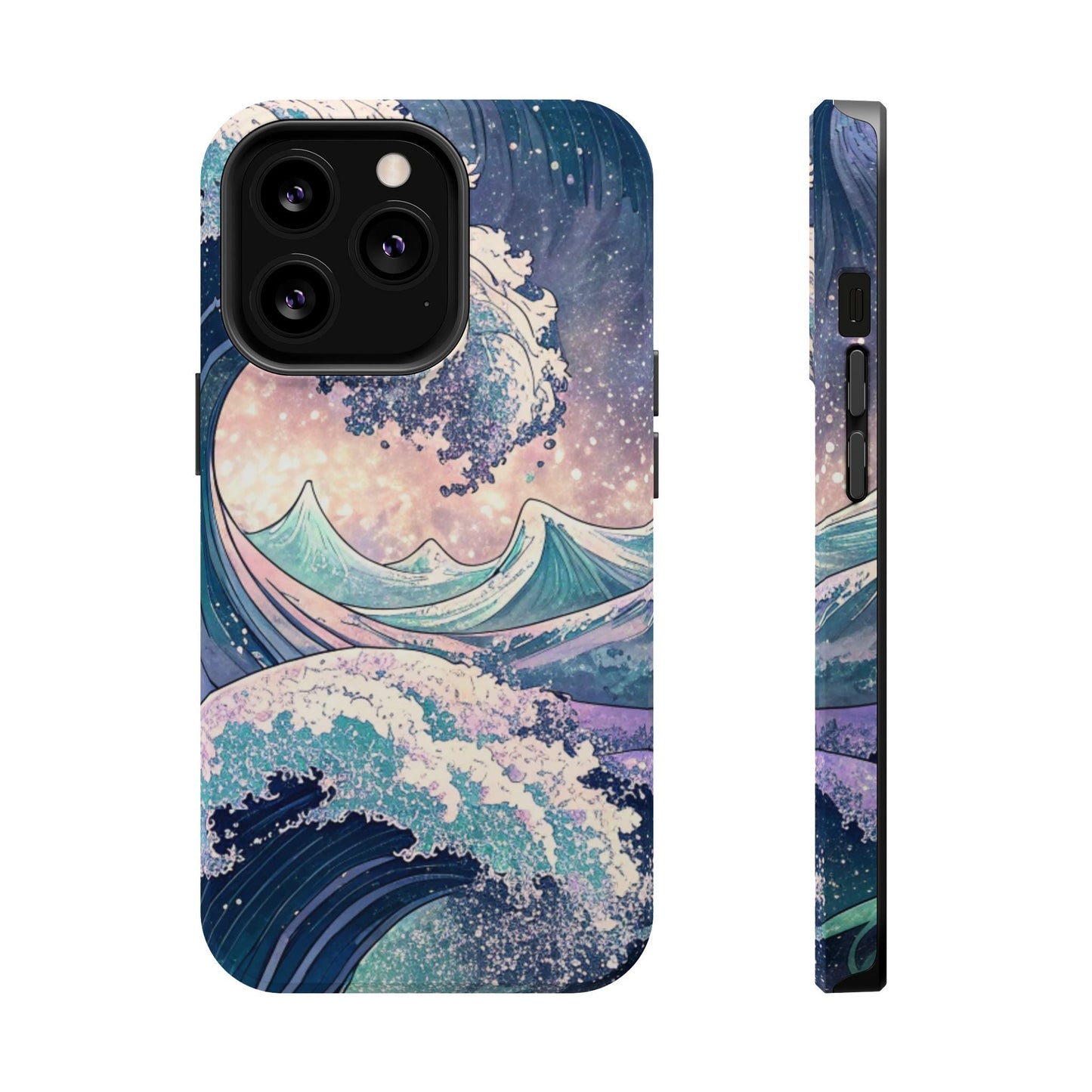 Crashing Waves Design iPhone case with dual-layer protection and MagSafe compatibility showcasing ocean wave artwork