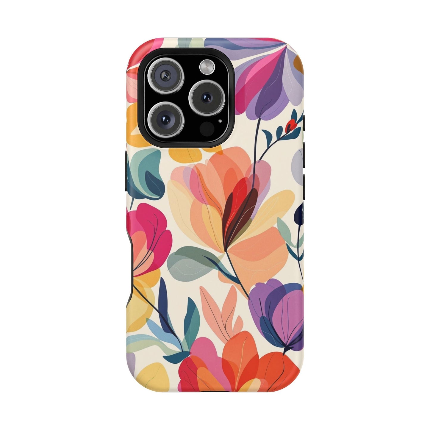 Watercolor floral iPhone case with vibrant colorful flowers and durable polycarbonate construction for stylish protection