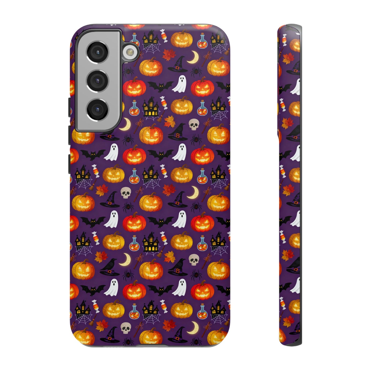 Halloween Pattern Tough Phone Case — Cute Pumpkin, Ghost & Skull