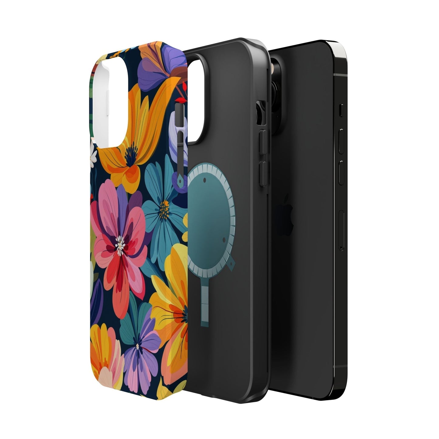 Colorful floral design iPhone 17 case with durable polycarbonate shell and MagSafe compatibility