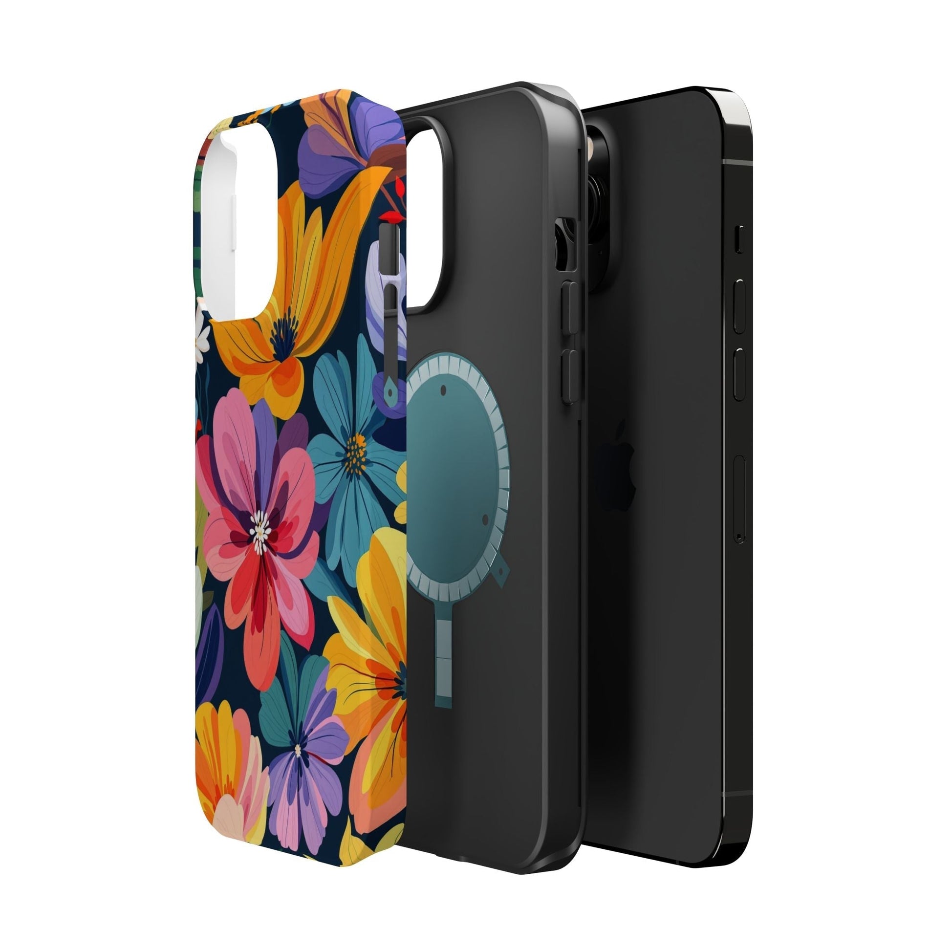 Colorful floral design iPhone 17 case with durable polycarbonate shell and MagSafe compatibility