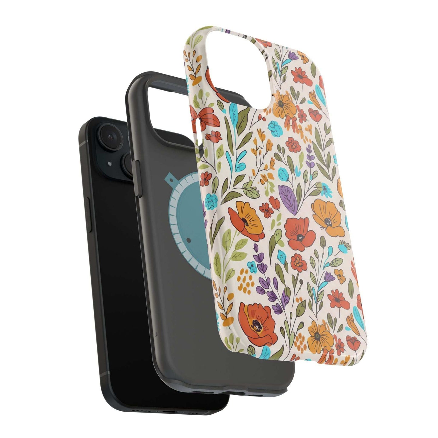 Floral Drawing iPhone Case — Magnetic Impact-Resistant Phone Cover