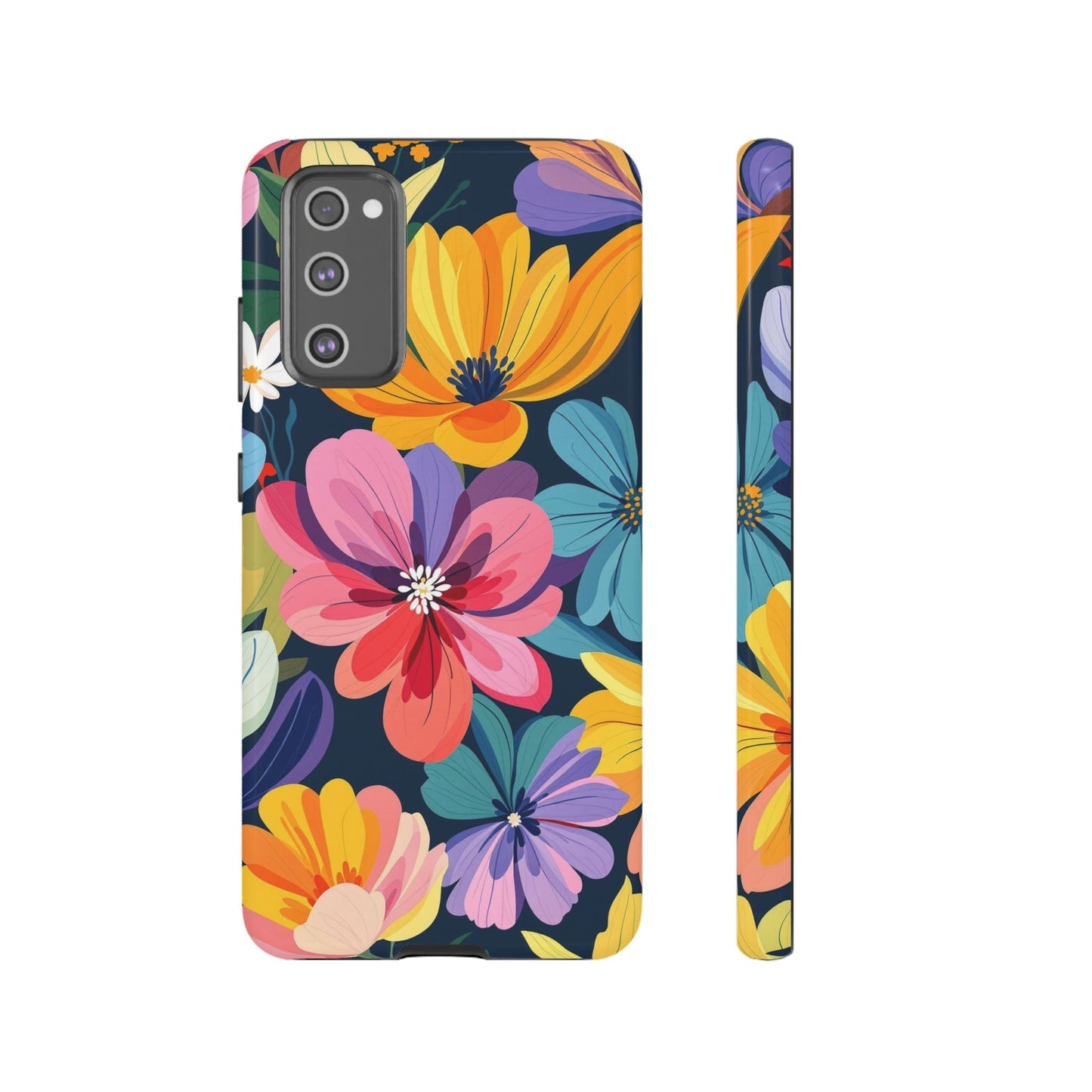 Colorful Floral Samsung Phone Case with vibrant flowers and shock-absorbing protection