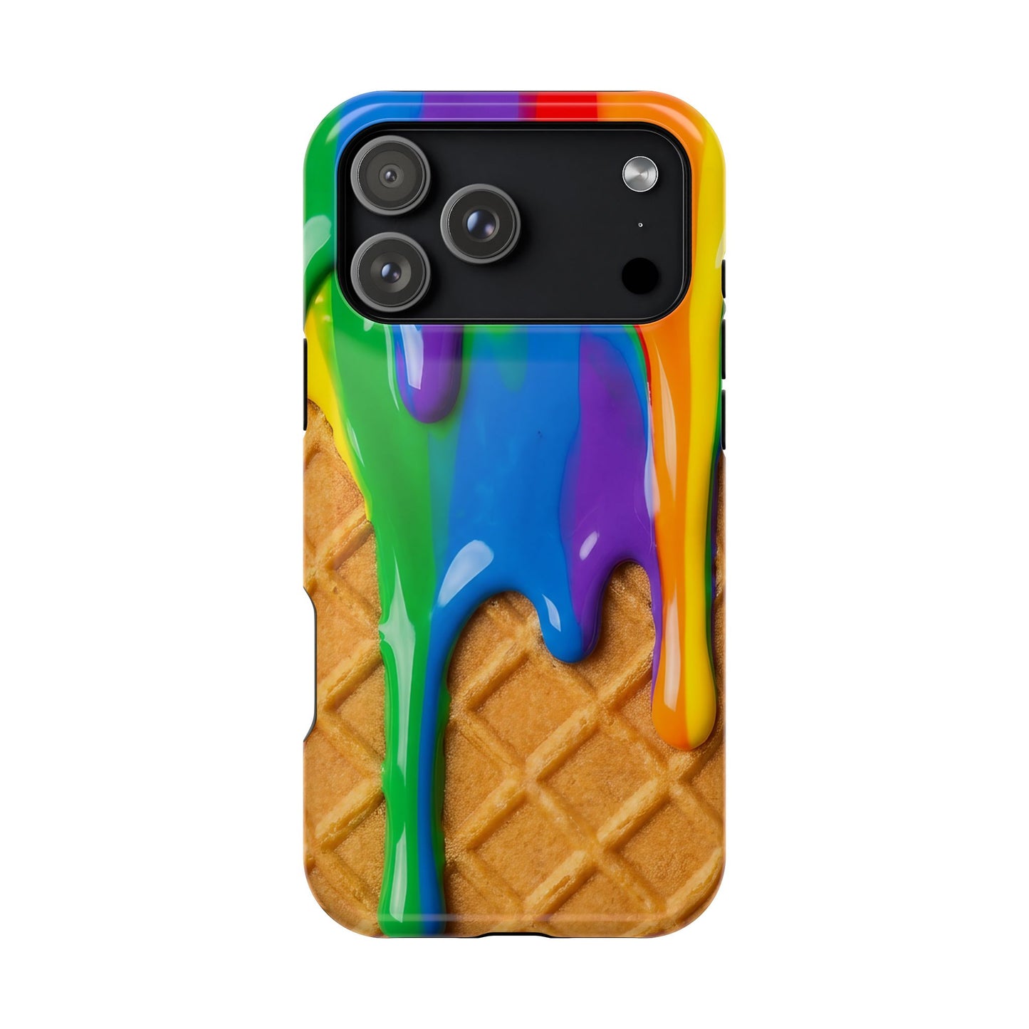 Waffle Rainbow Drip iPhone Case MagSafe Tough Protective Colorful Phone Case