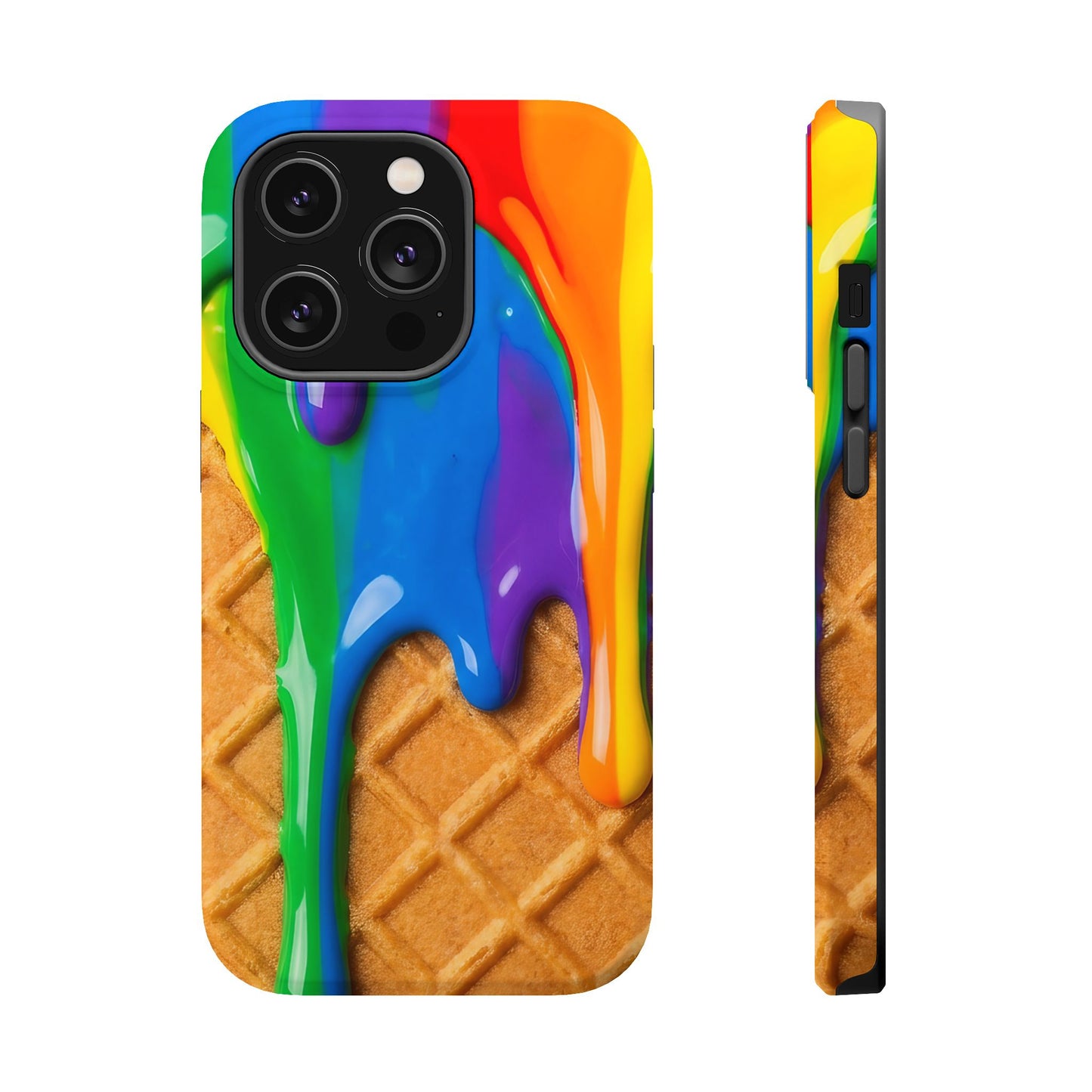 Waffle Rainbow Drip iPhone Case MagSafe Tough Protective Colorful Phone Case