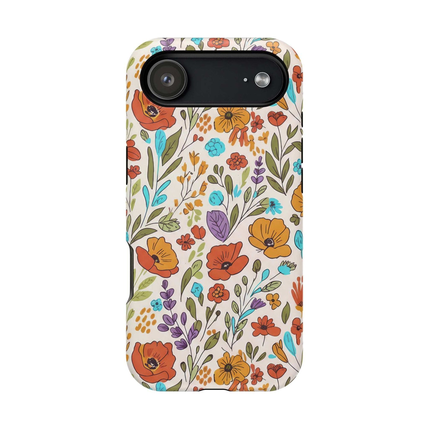 Floral Drawing iPhone Case — Magnetic Impact-Resistant Phone Cover
