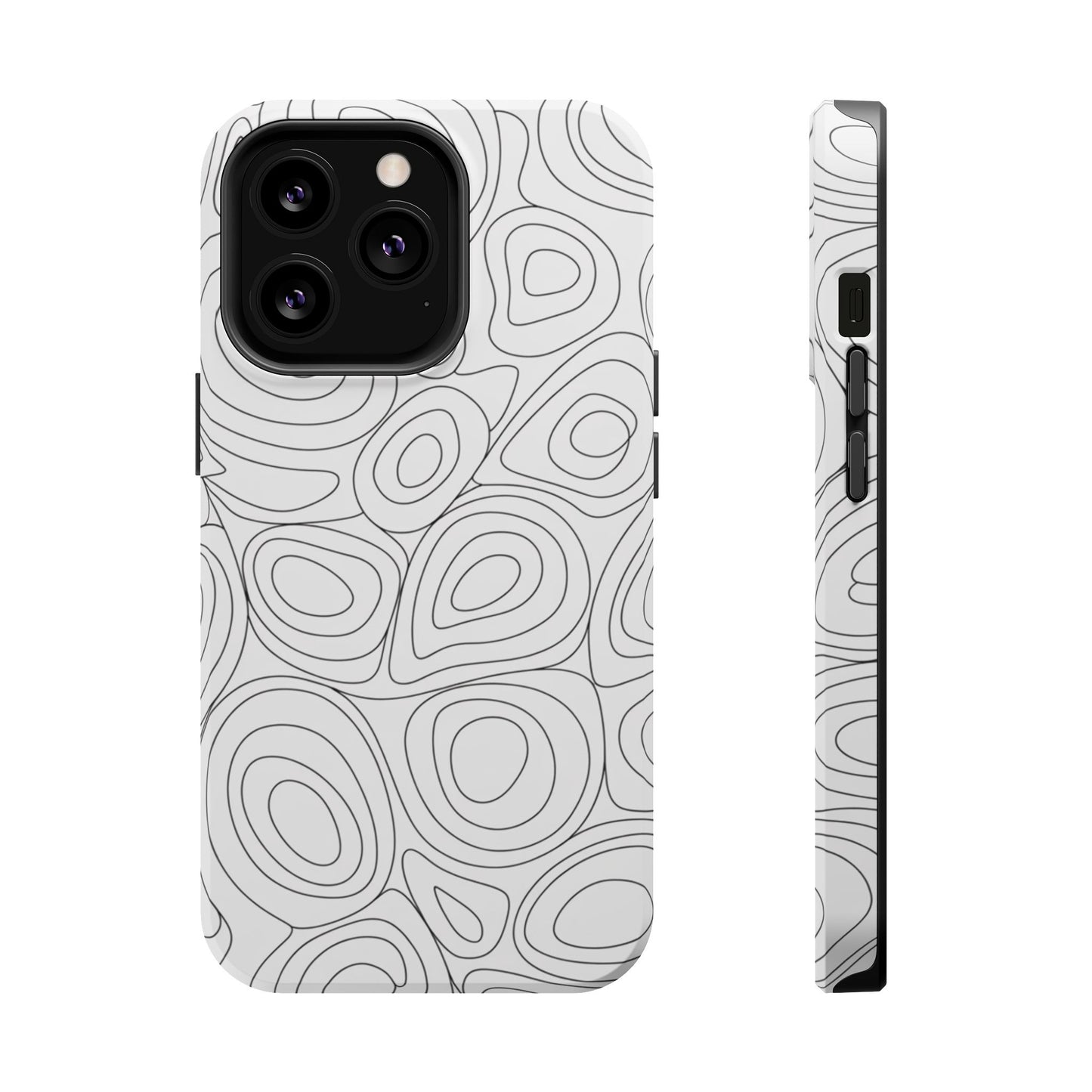 Black and White Abstract Circles Design iPhone Tough Case