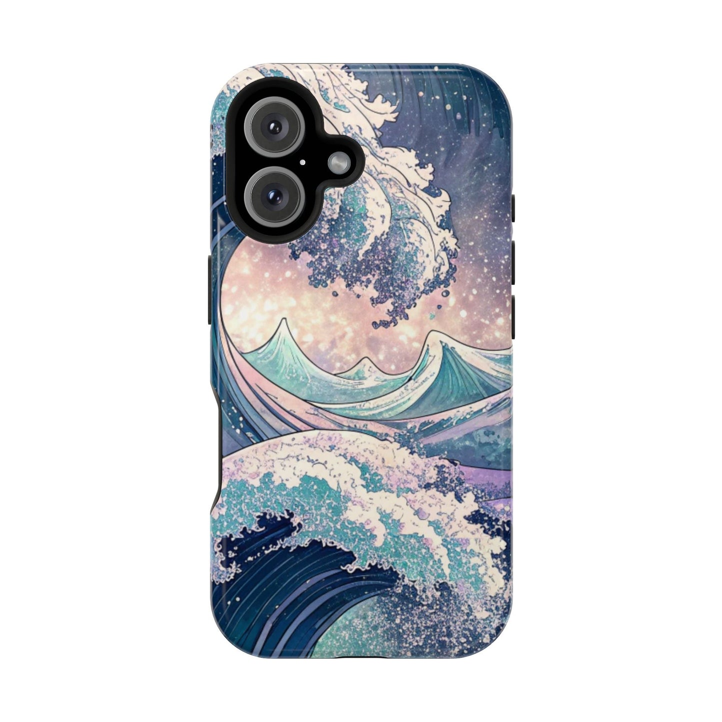 iPhone case with Crashing Waves Design, durable MagSafe compatible protective cover with ocean wave artwork