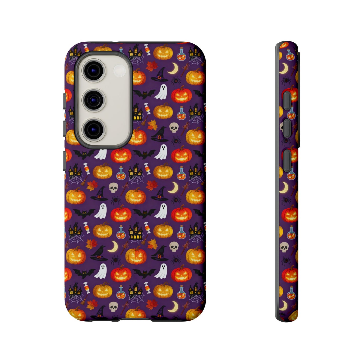 Halloween Pattern Tough Phone Case — Cute Pumpkin, Ghost & Skull