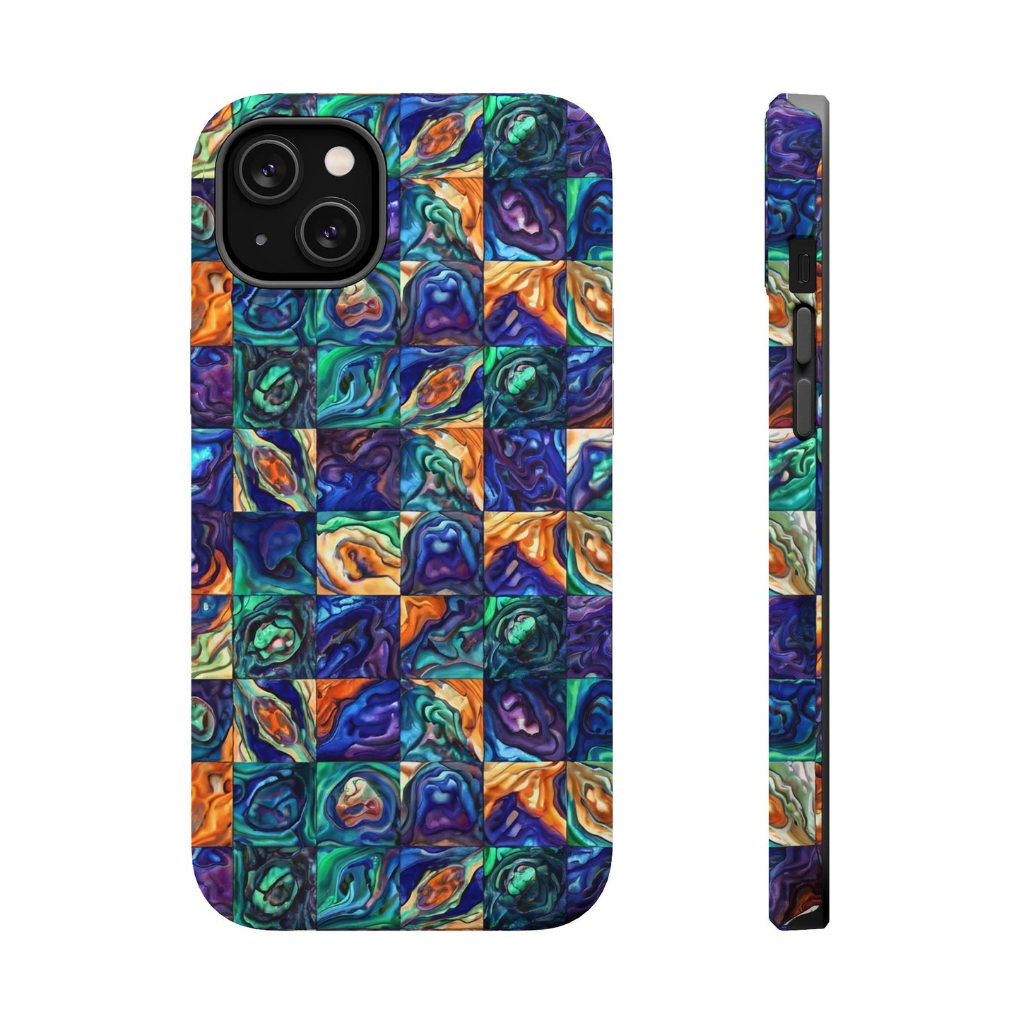 Abstract Purple & Green Seascape Magnetic Impact-Resistant iPhone Case