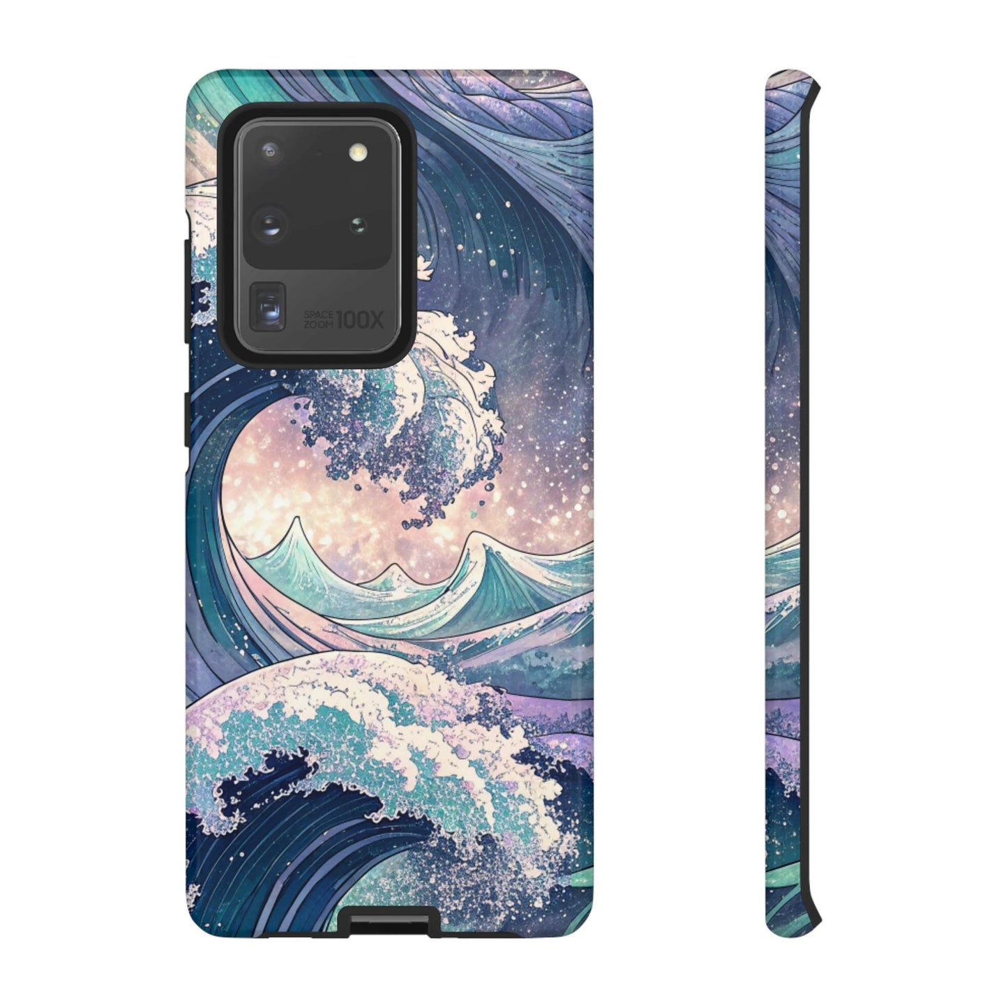 Crashing Waves Samsung tough phone case with durable material and beach-inspired 3D wave design for Samsung Galaxy models.