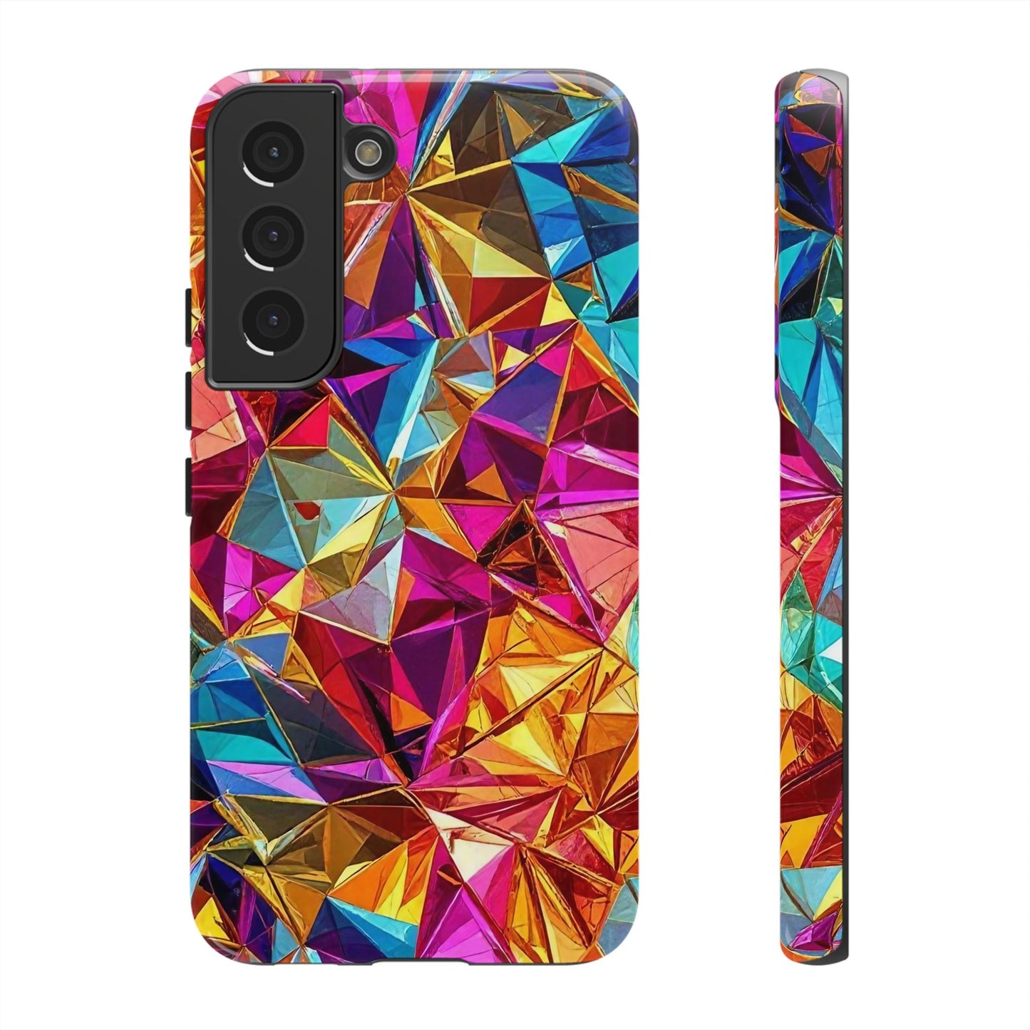 Colorful geometric rainbow foil design Samsung phone case with durable protective cover