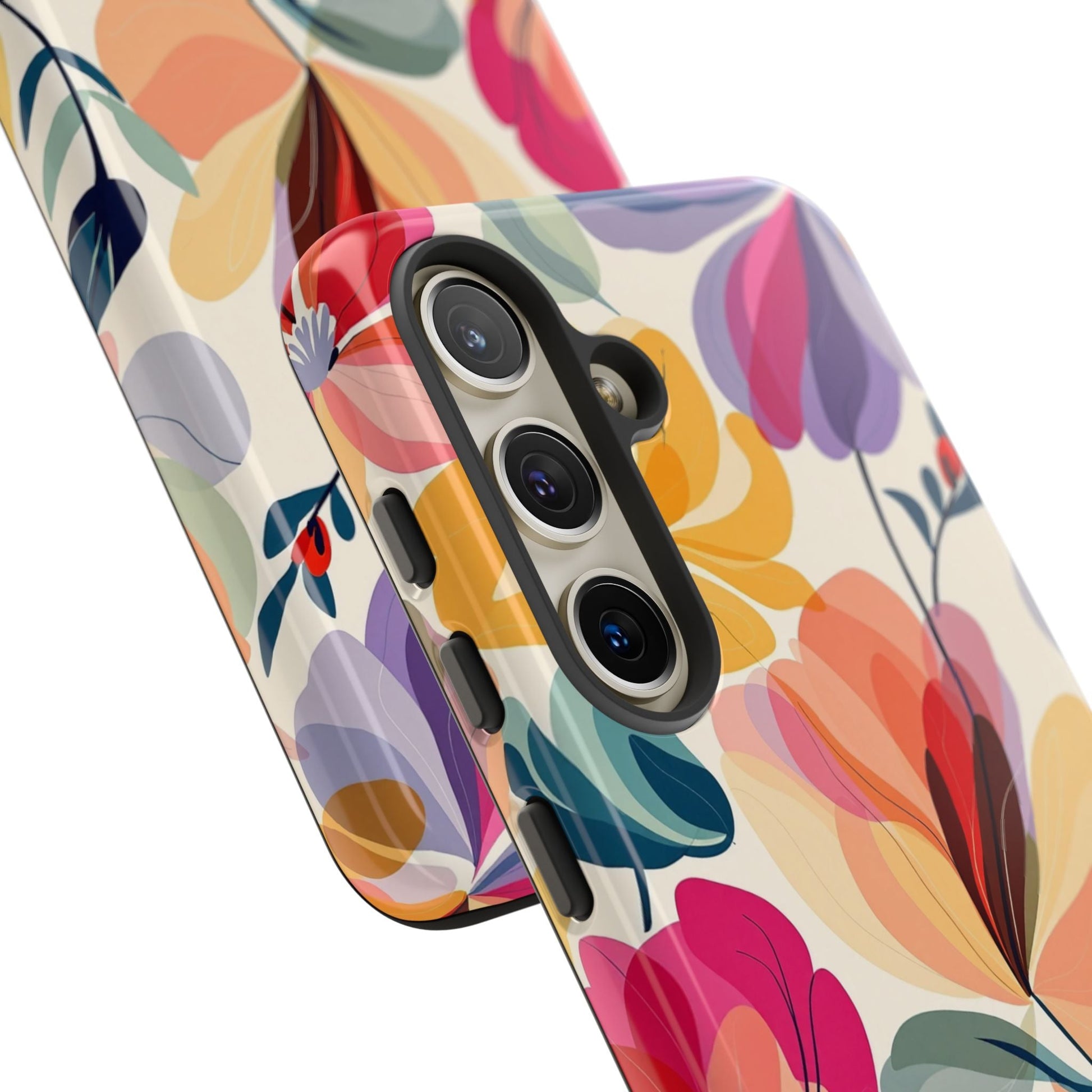 Watercolor floral Samsung tough case with colorful 3D wrap design and durable shock-absorbent materials.