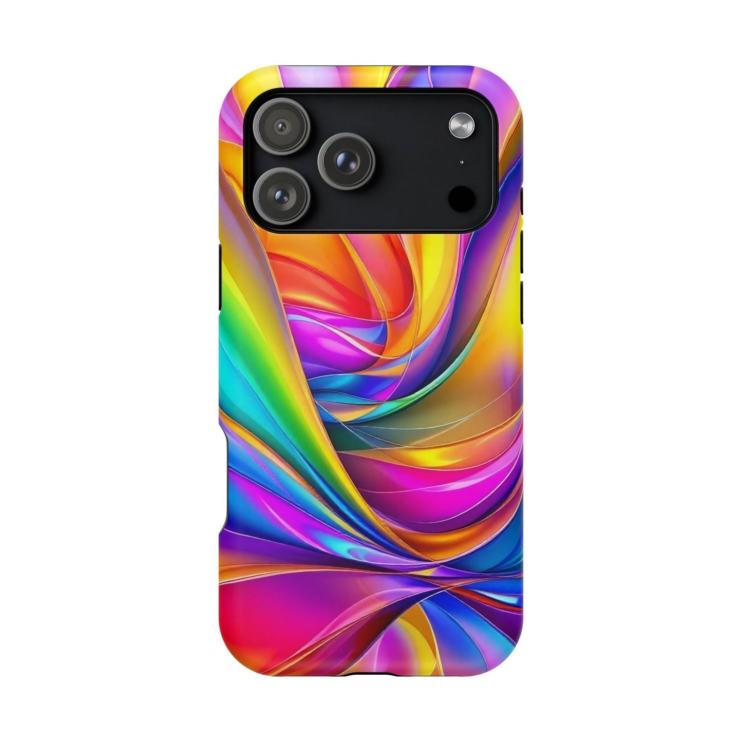 Deconstructed Rainbow Wave iPhone tough case with vibrant multicolor abstract design and durable protective cover