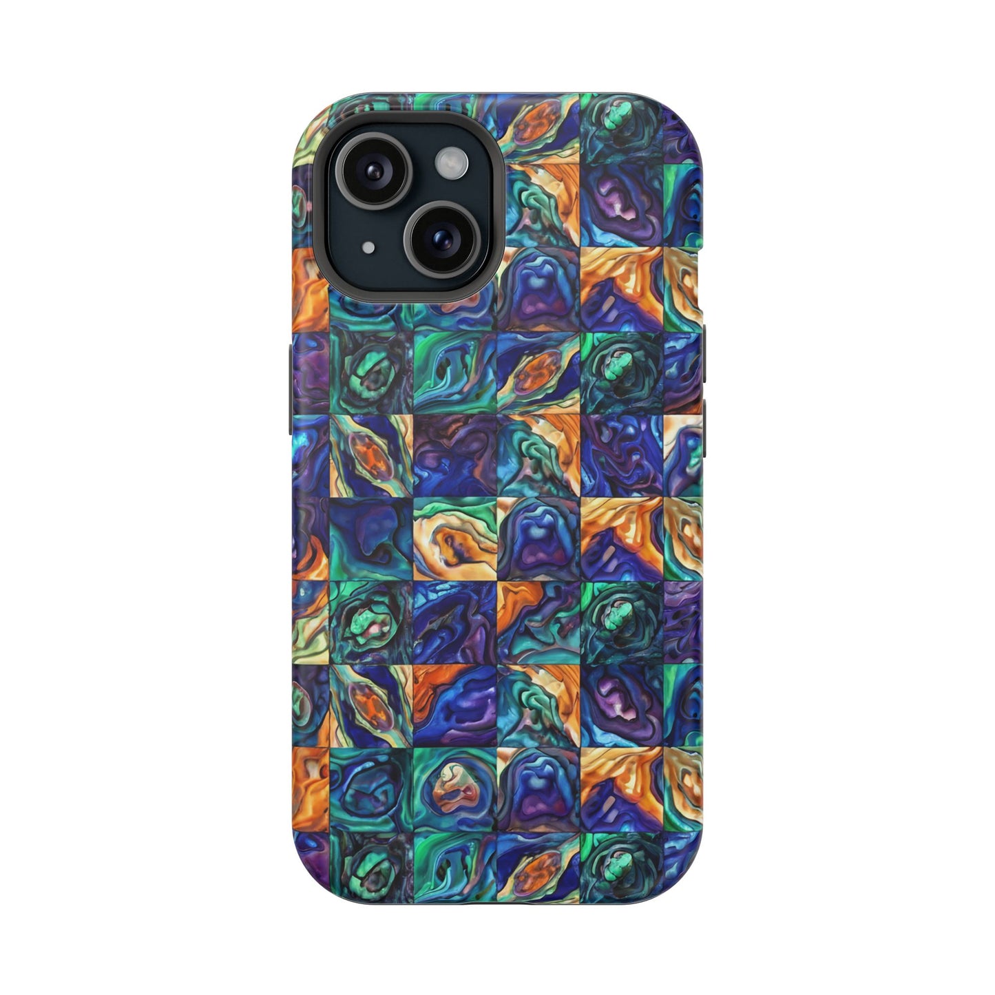 Abstract Purple & Green Seascape Magnetic Impact-Resistant iPhone Case