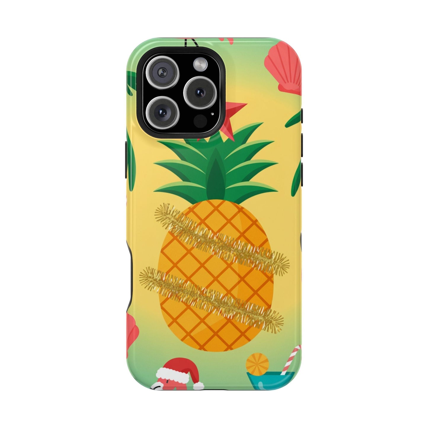 iPhone pineapple Christmas case with festive tropical design and durable polycarbonate protection