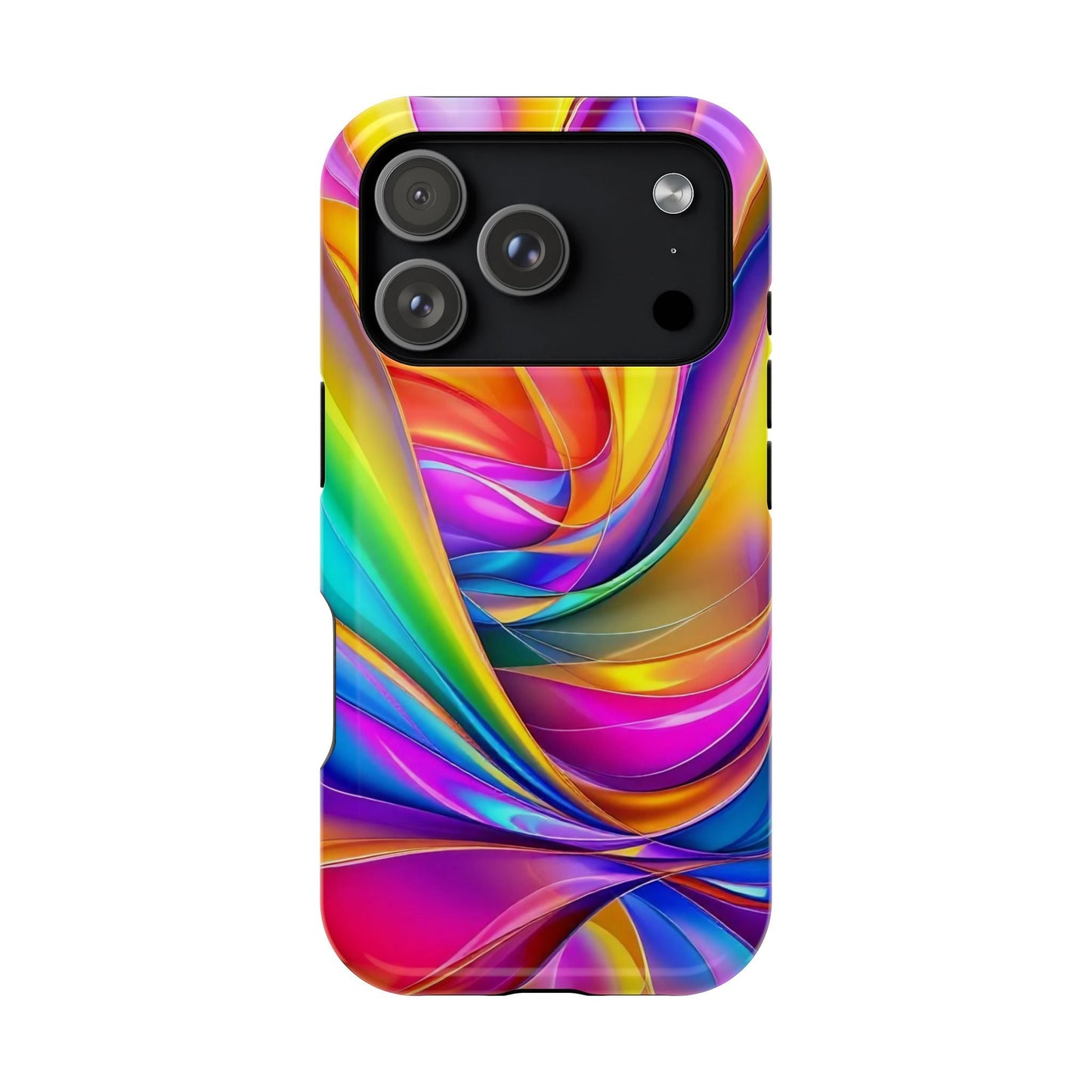 Deconstructed Rainbow Wave iPhone tough case with vibrant multicolor wave design and durable protective cover
