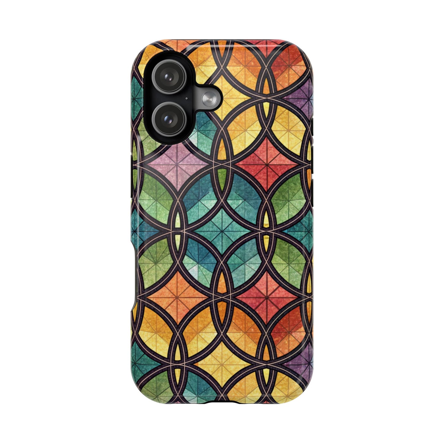 Rainbow Stain Glass iPhone Case – Durable MagSafe® Tough Phone Cover with Colorful Artistic Design