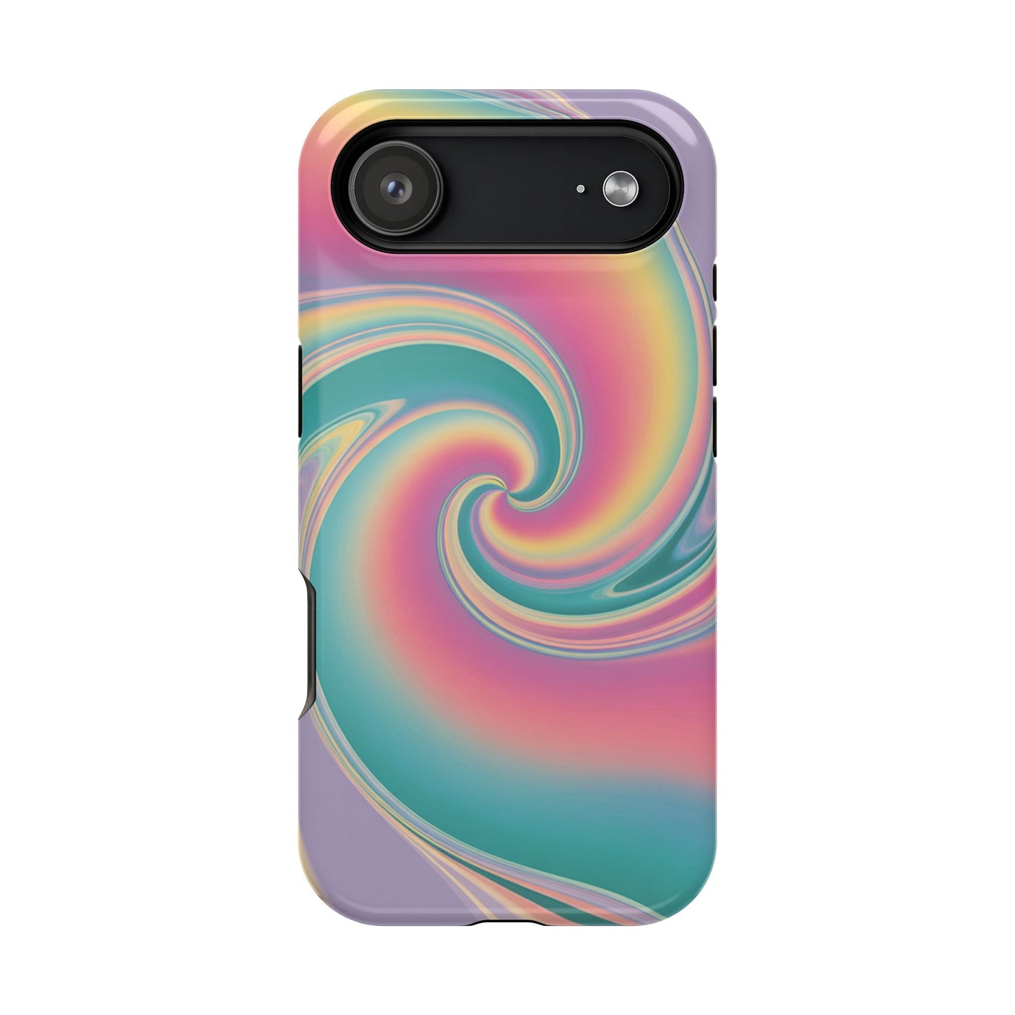 Vibrant Cotton Candy iPhone tough case with colorful pastel swirl design and durable protective cover