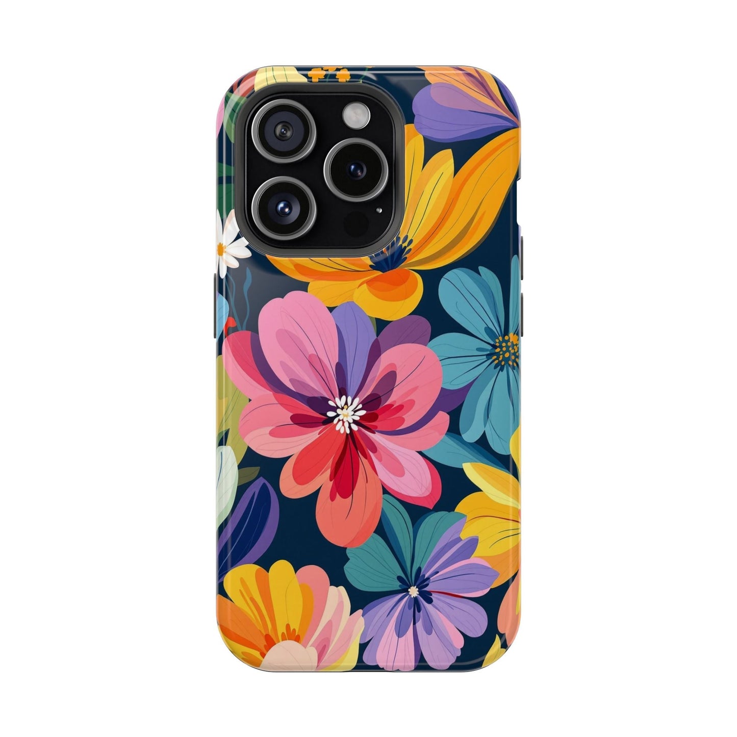 iPhone 17 case with colorful floral design and durable protective polycarbonate and TPU liner