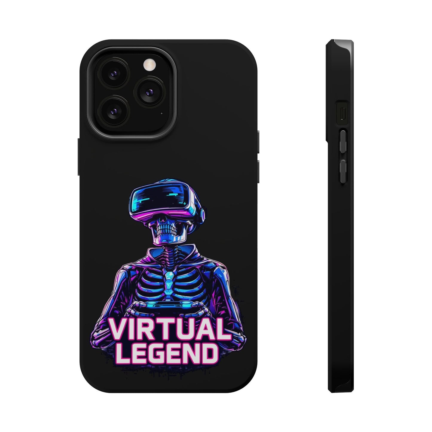 Virtual Legend Gamer iPhone tough case with vibrant skeleton VR design and MagSafe compatibility.