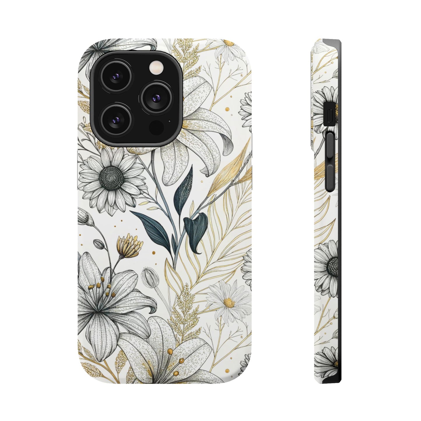 Golden Leaf Flower iPhone Case – Stylish Durable Protection with MagSafe®