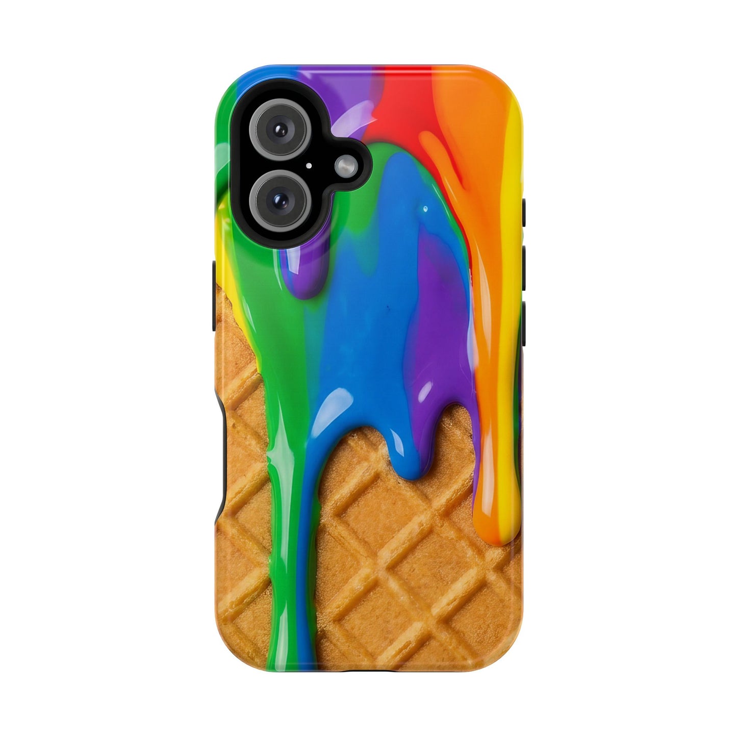 Waffle Rainbow Drip iPhone Case MagSafe Tough Protective Colorful Phone Case