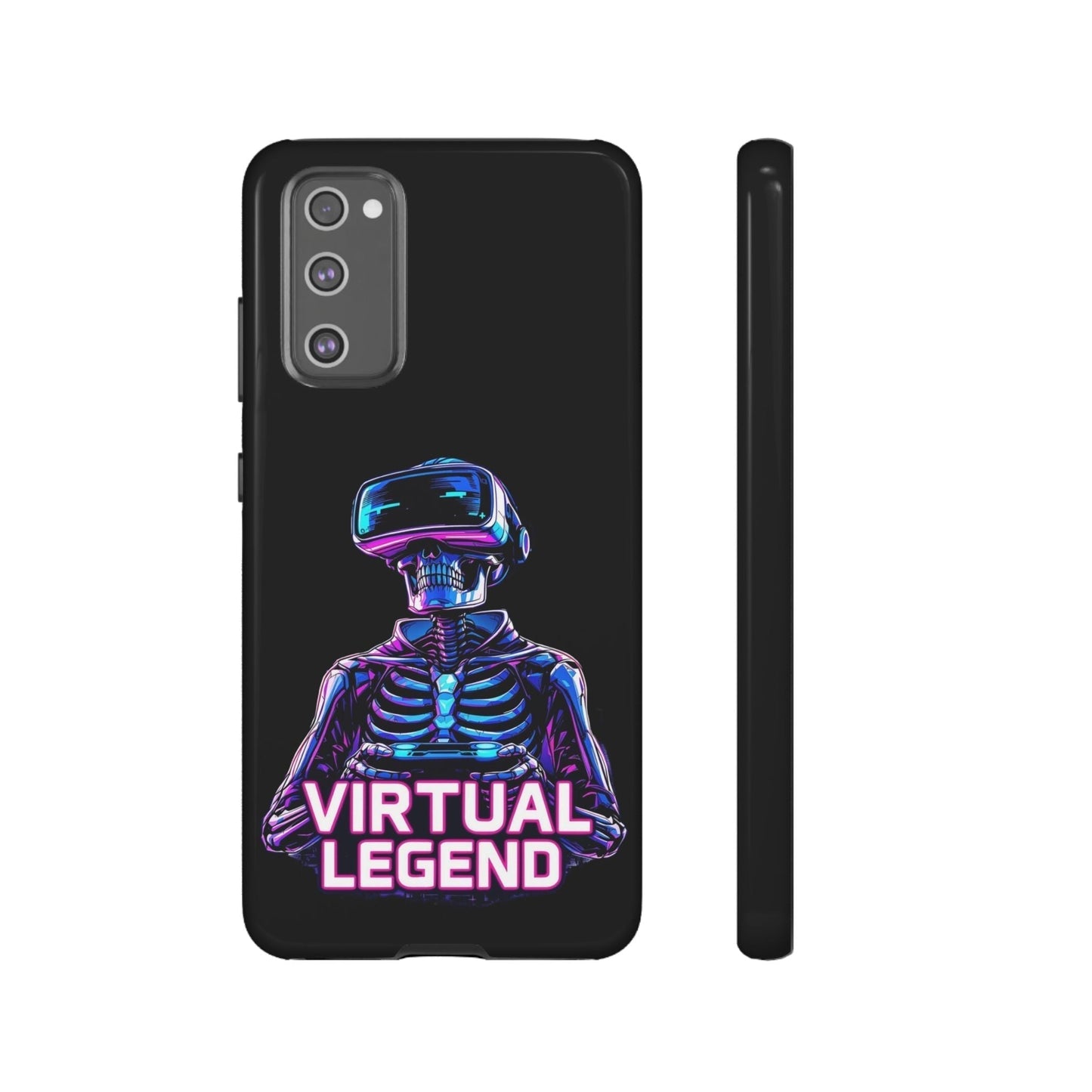 Virtual Legend Gamer Tough Case with shockproof design and 3D skeleton gamer graphic on black phone cover.
