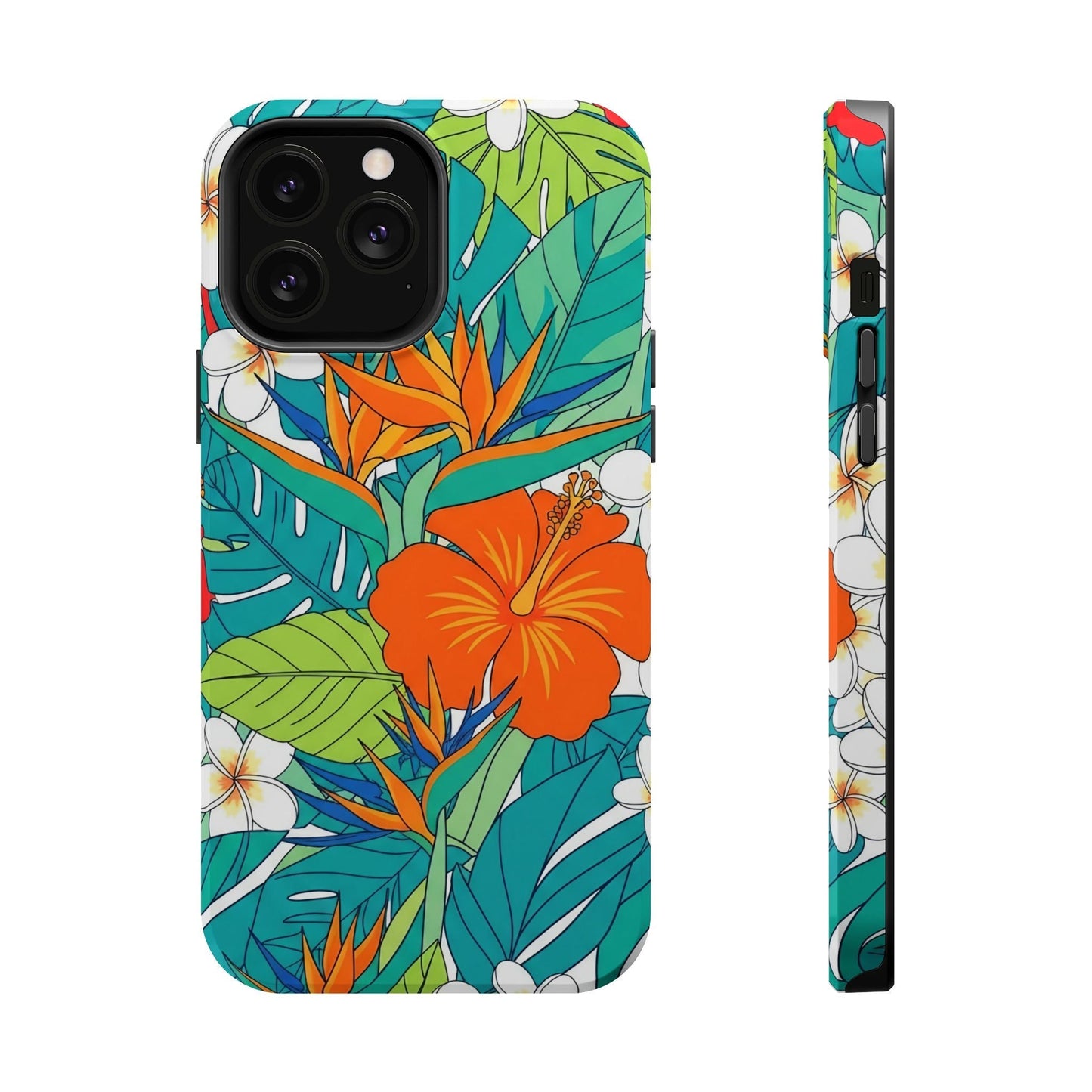 Vibrant Floral iPhone Case with colorful tropical flower design and durable polycarbonate protection