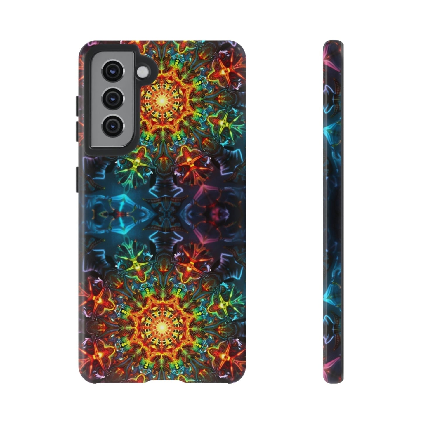 Colorful abstract kaleidoscope design Samsung tough case for durable phone protection and style.