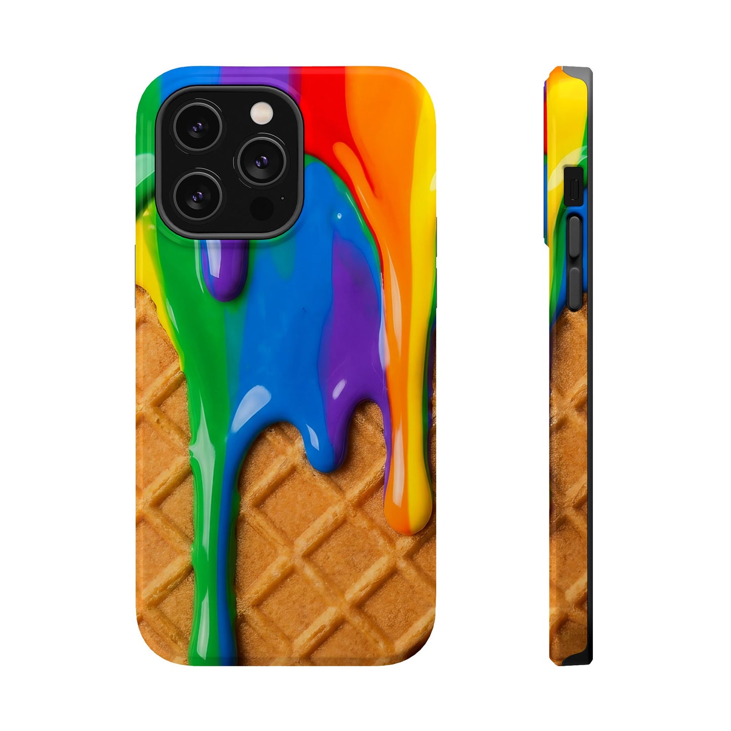 Waffle Rainbow Drip iPhone Case MagSafe Tough Protective Colorful Phone Case
