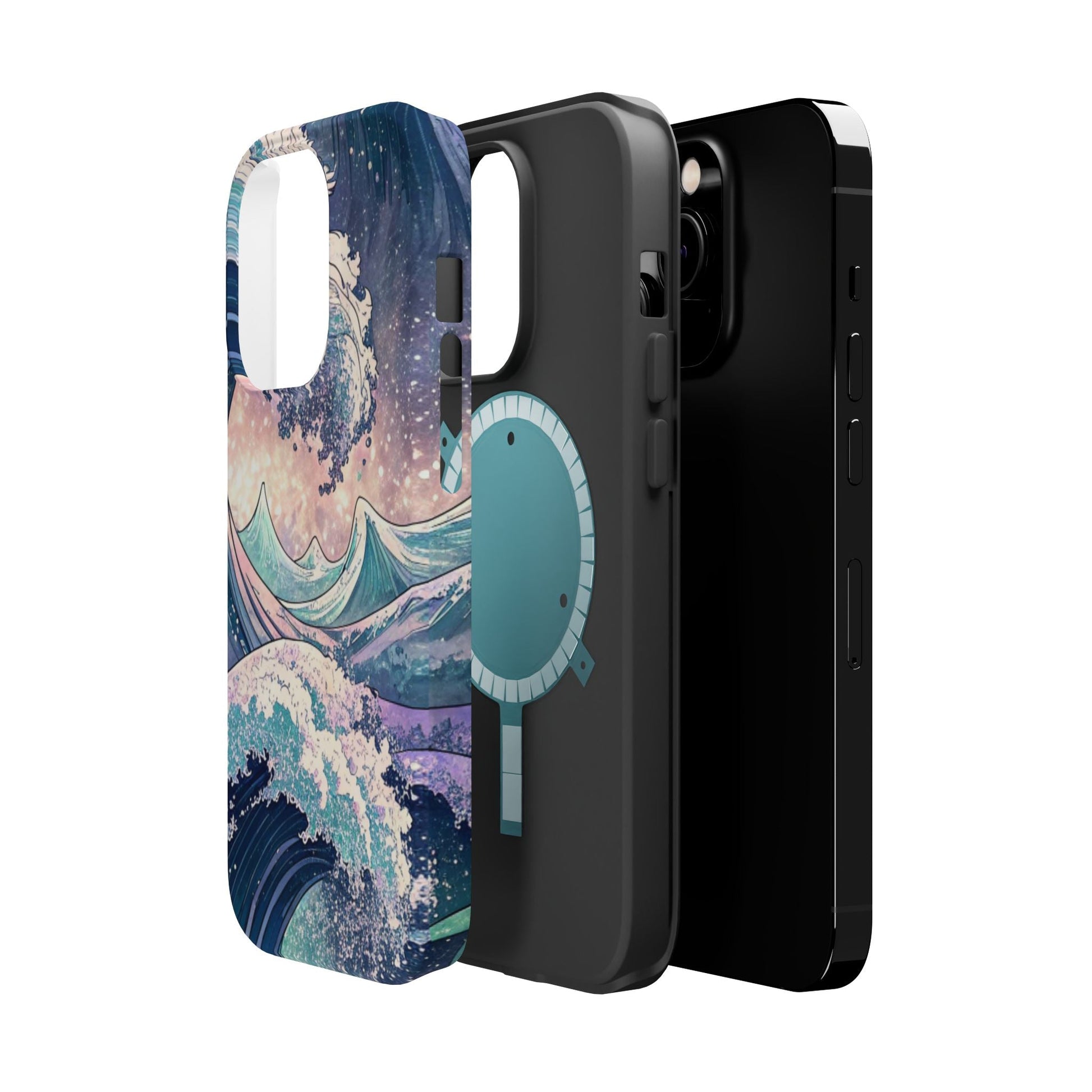 Crashing Waves Design iPhone case with magnetic MagSafe protection and dual-layer polycarbonate shell