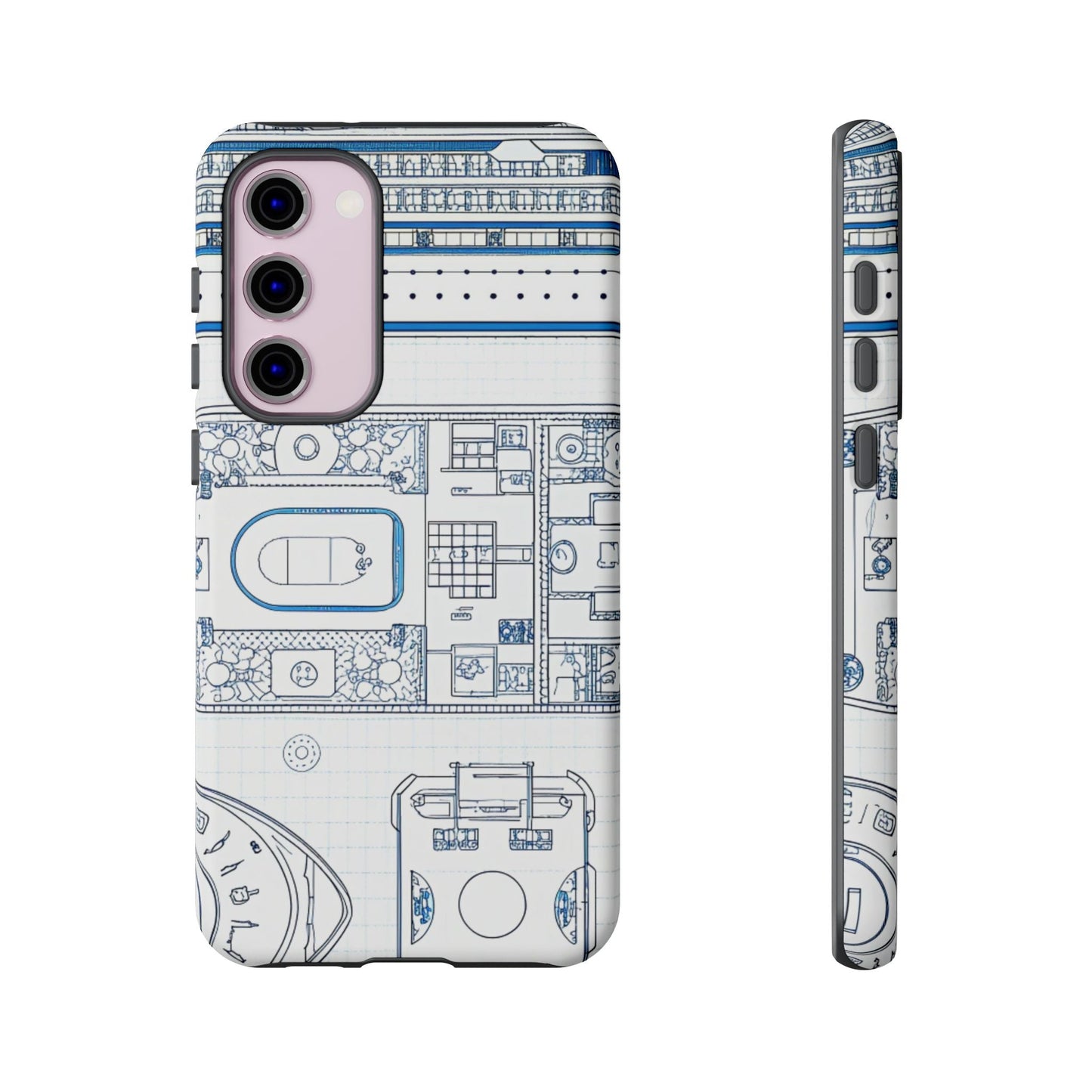 Samsung phone case with cruise ship design featuring 3D wrap, UV protection, and impact resistance
