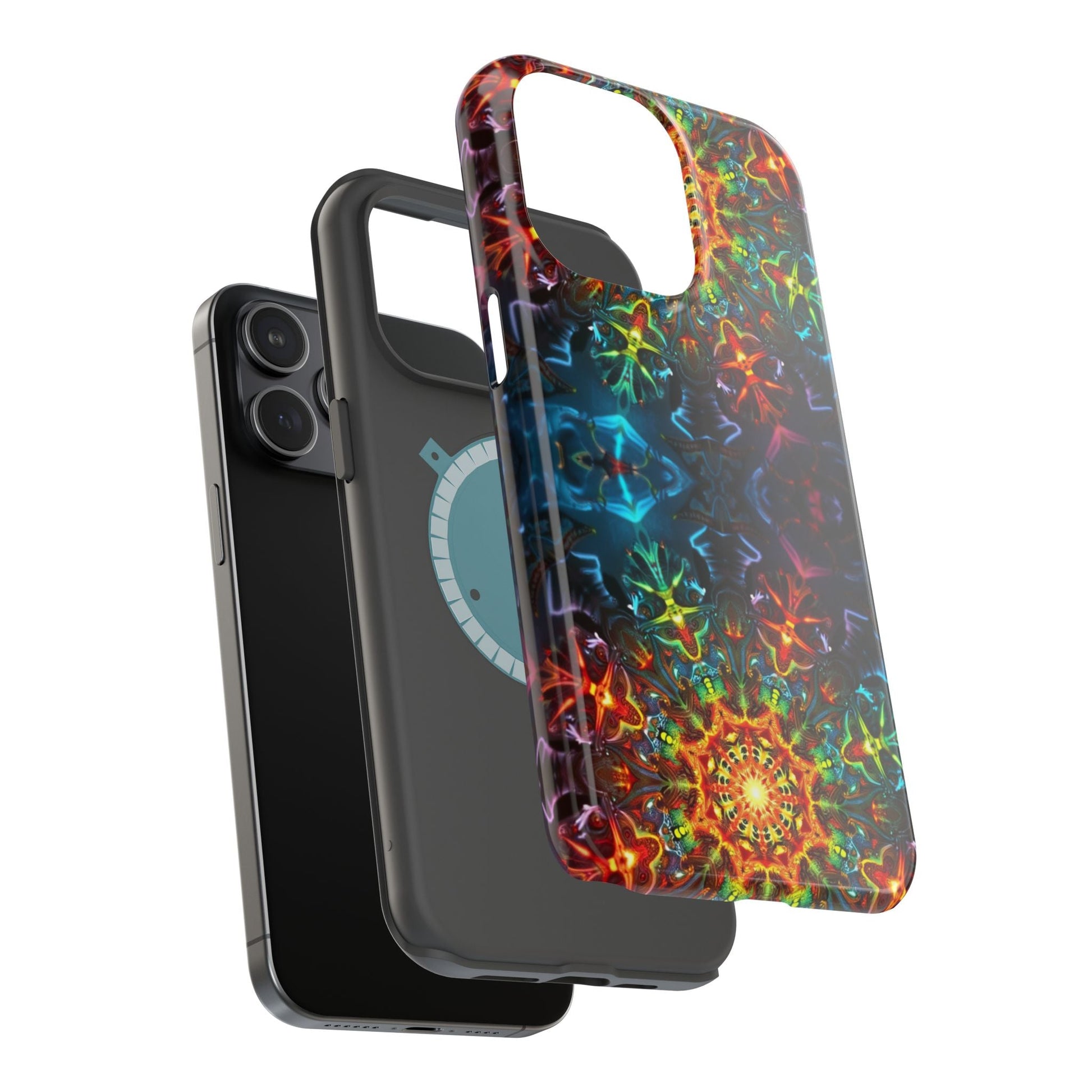 Colorful Abstract Kaleidoscope Design iPhone case with dual-layer protection and built-in MagSafe compatibility