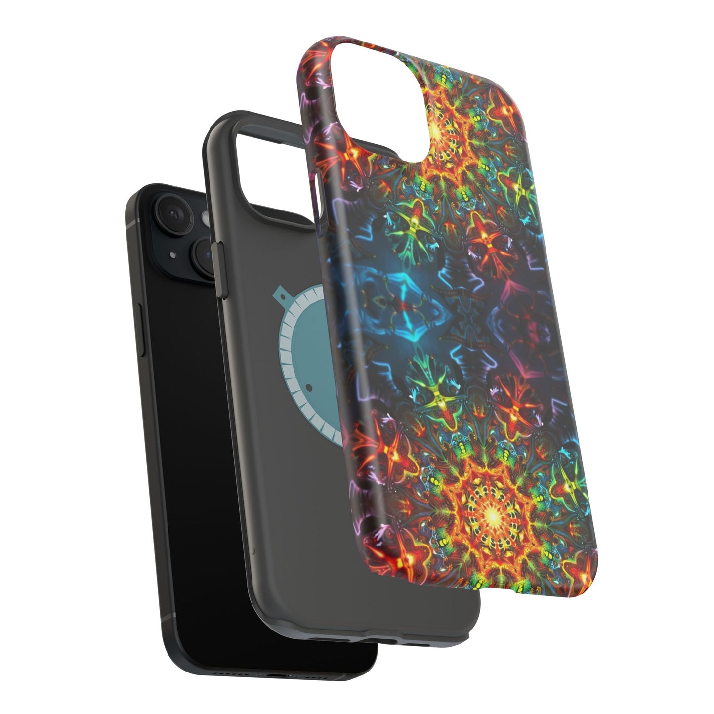 iPhone case with vibrant, colorful Abstract Kaleidoscope Design and durable dual-layer protection