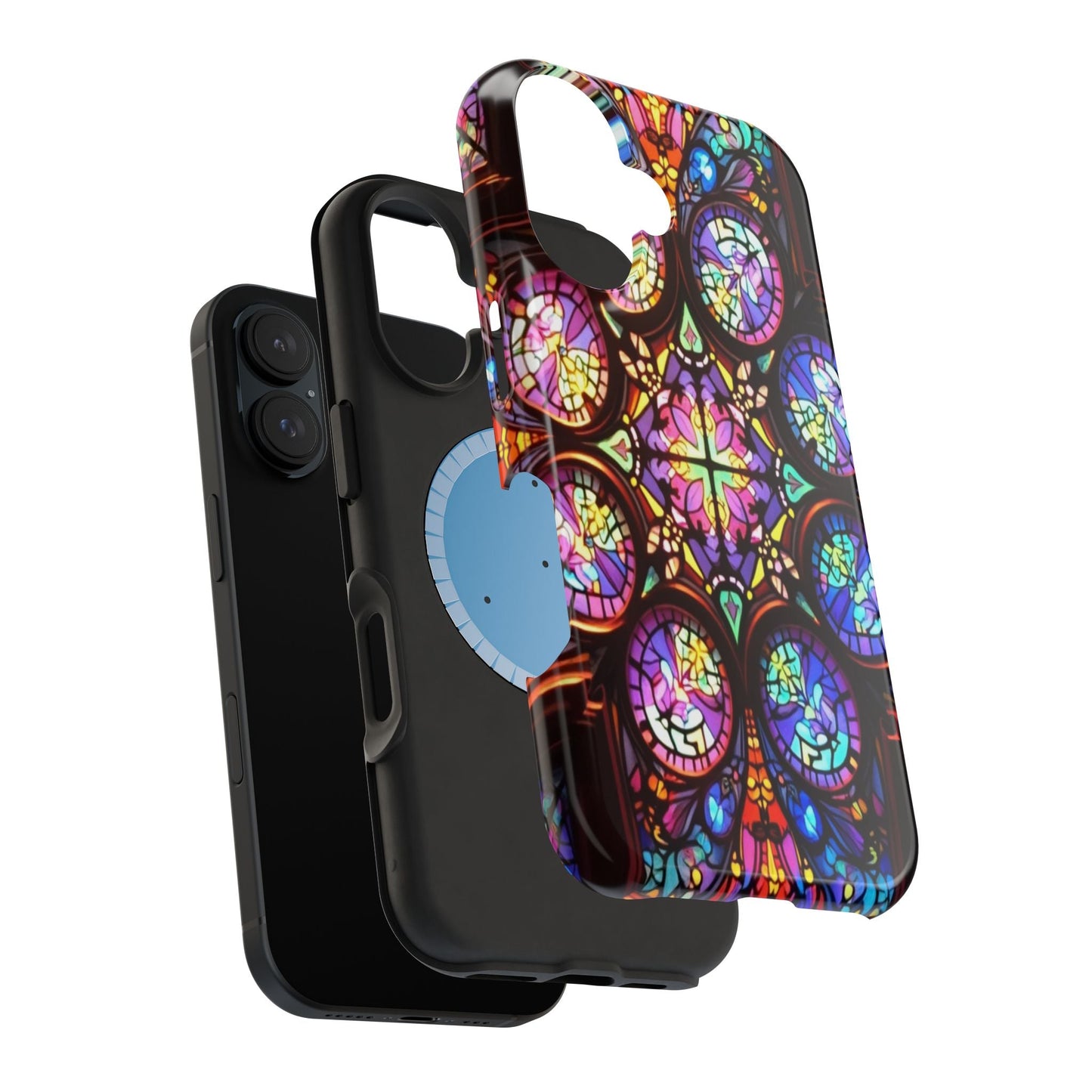 Colorful Hypnotic Stain Glass iPhone tough case with vibrant stained-glass pattern and MagSafe compatibility