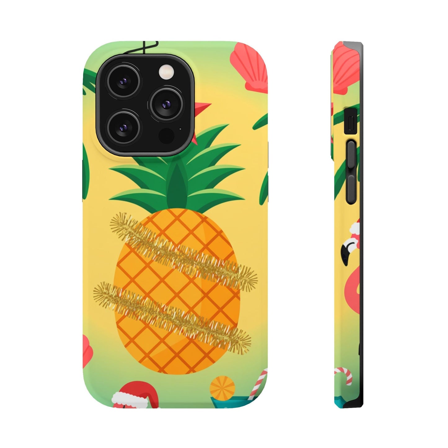 iPhone case with festive pineapple Christmas design and MagSafe compatibility
