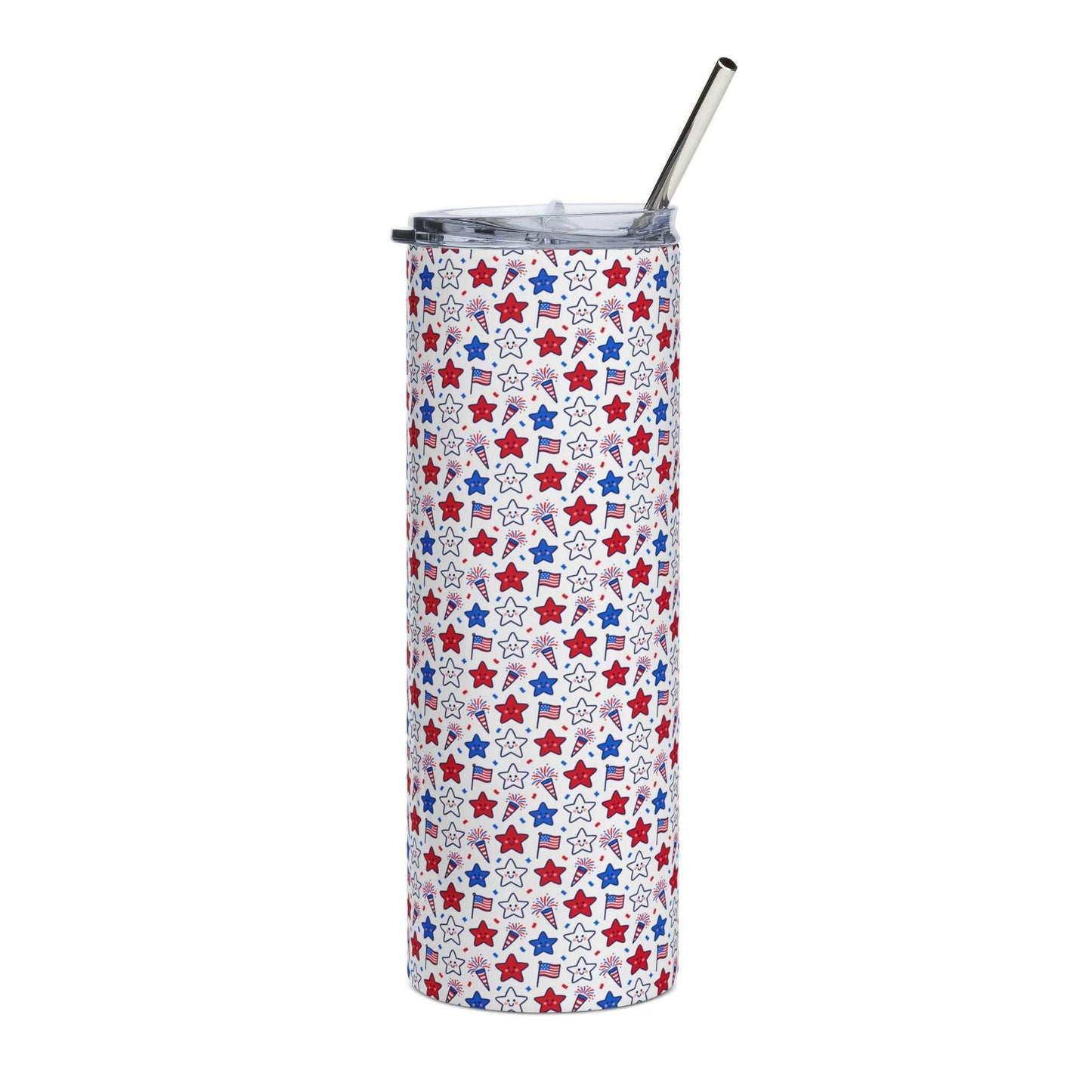 Kawaii 4th of July 20oz Tumbler – Cute Patriotic Stainless Steel Travel Cup with Lid & Straw